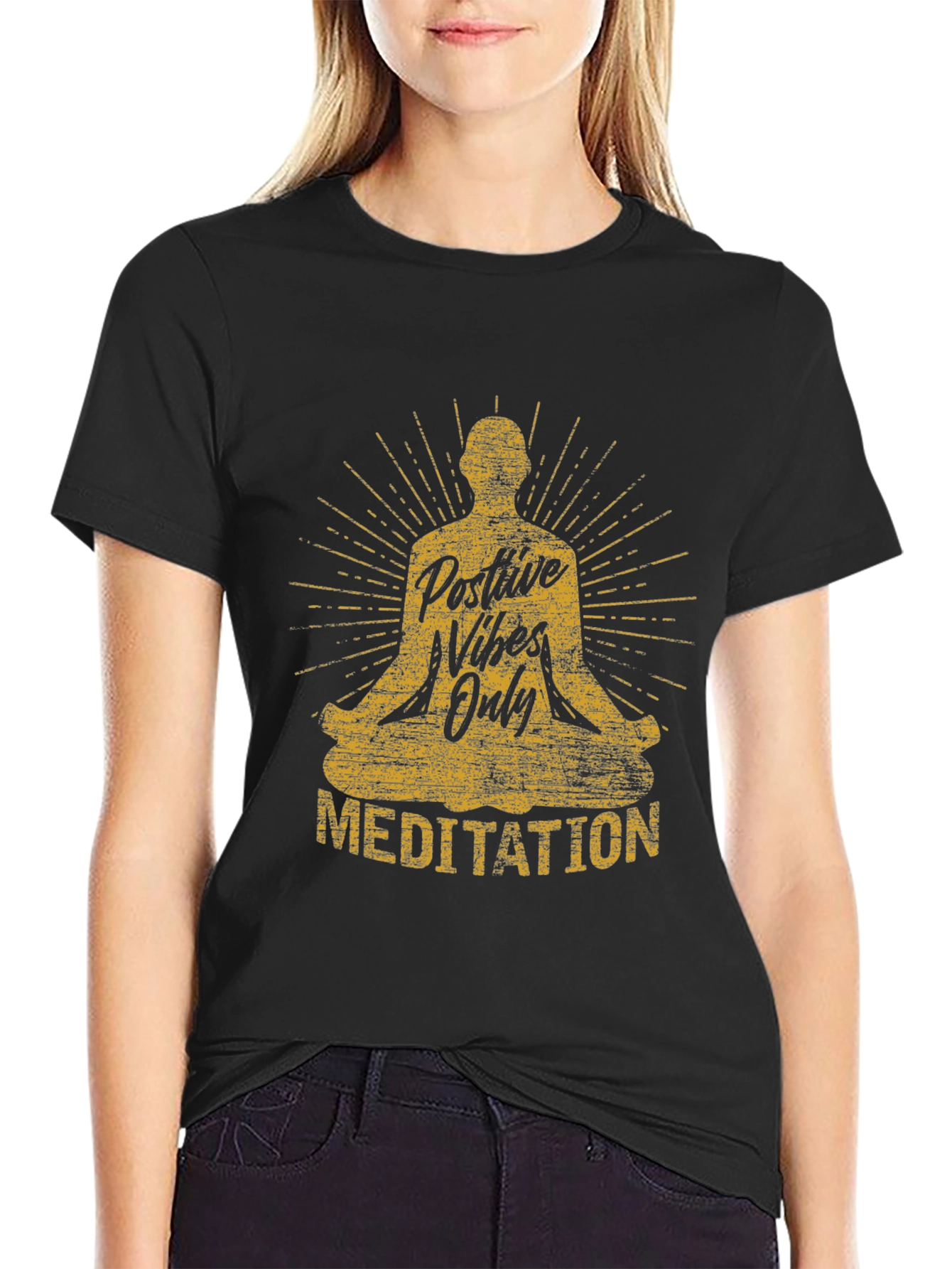 Positive Vibes Only Meditation Graphic T-Shirt