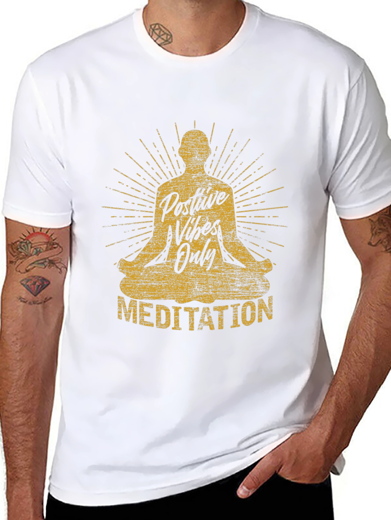 Positive Vibes Only Meditation Graphic T-Shirt