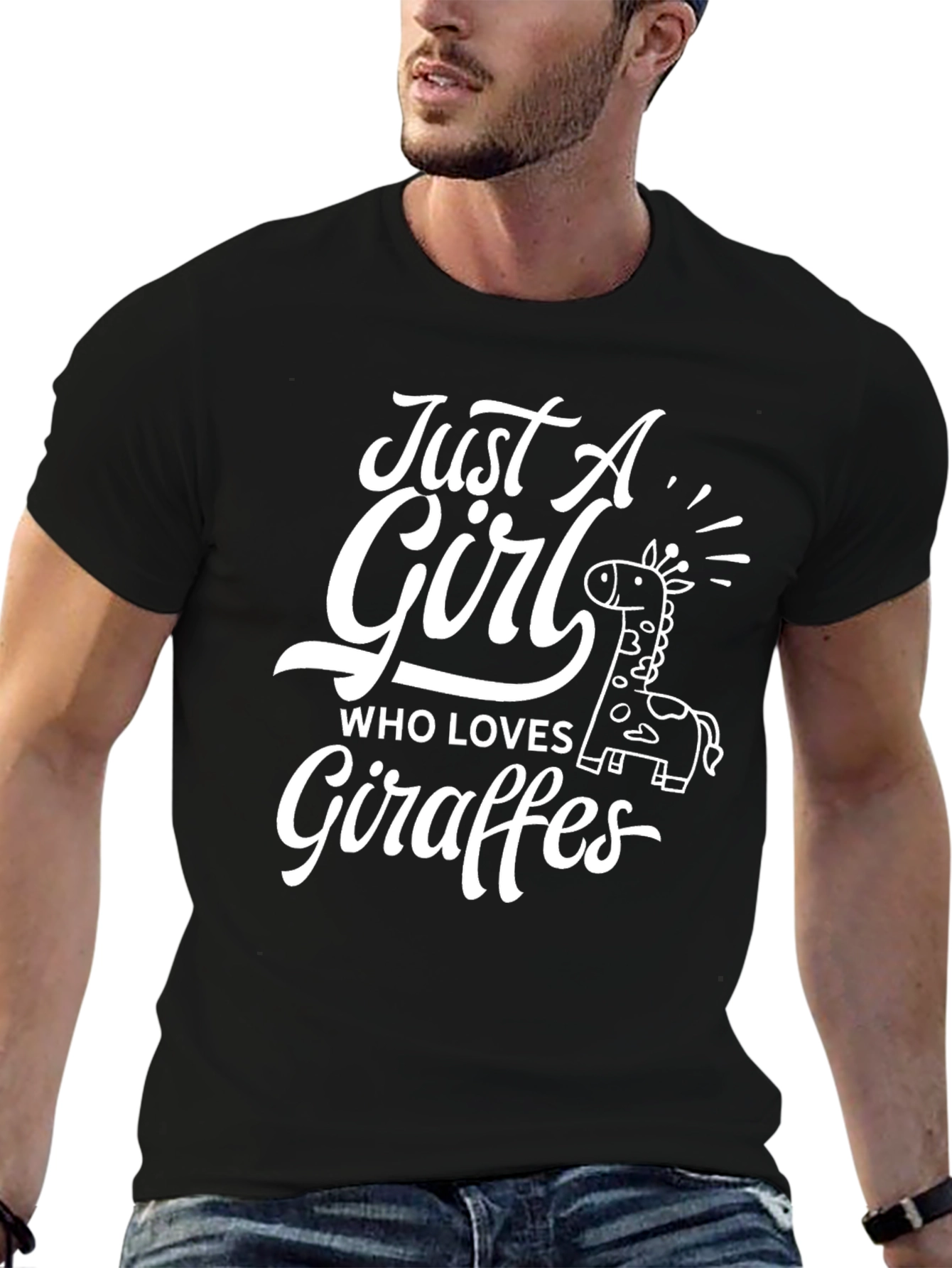 Just A Girl Who Loves Giraffes Black T-Shirt