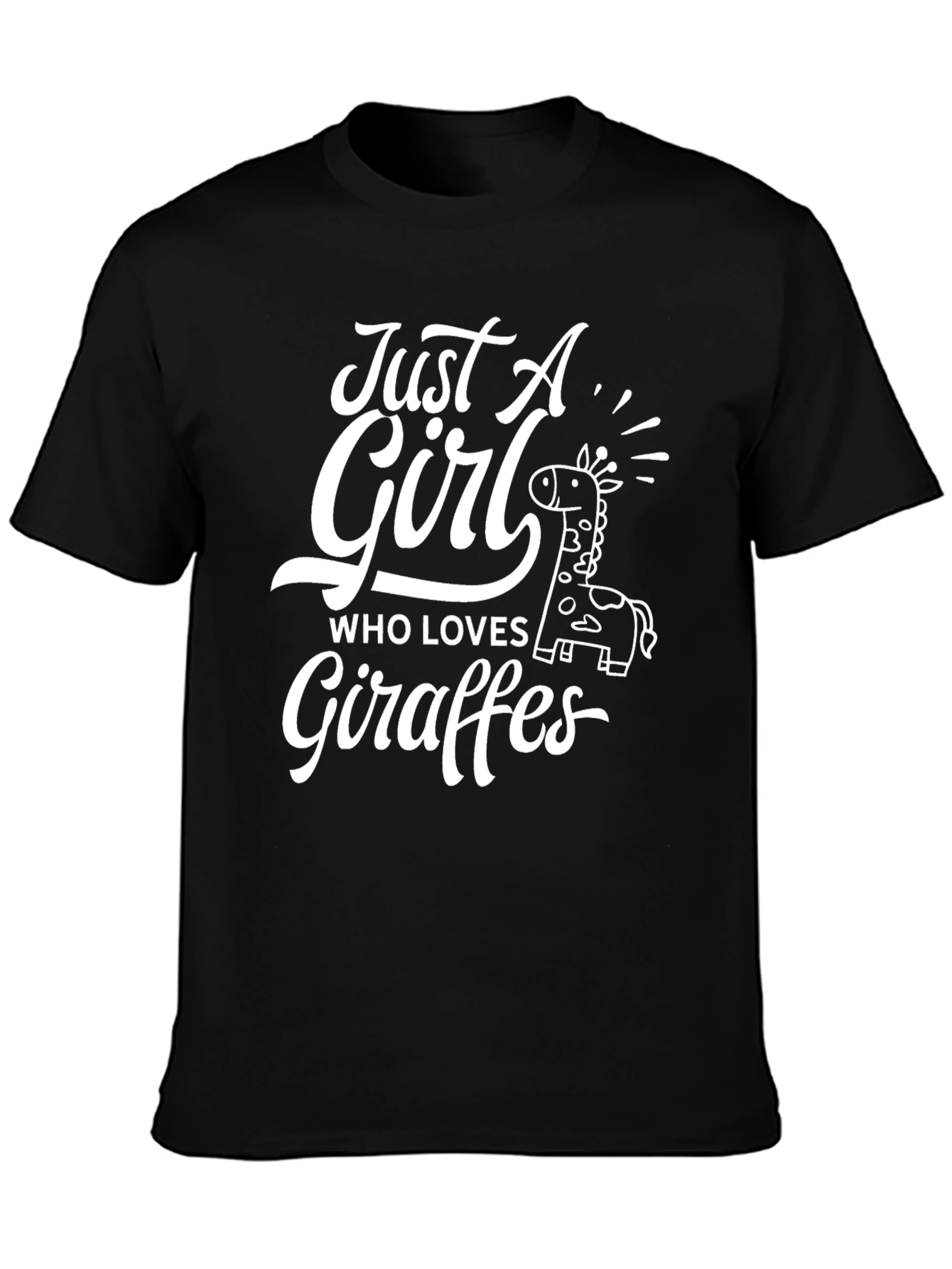 Just A Girl Who Loves Giraffes Black T-Shirt