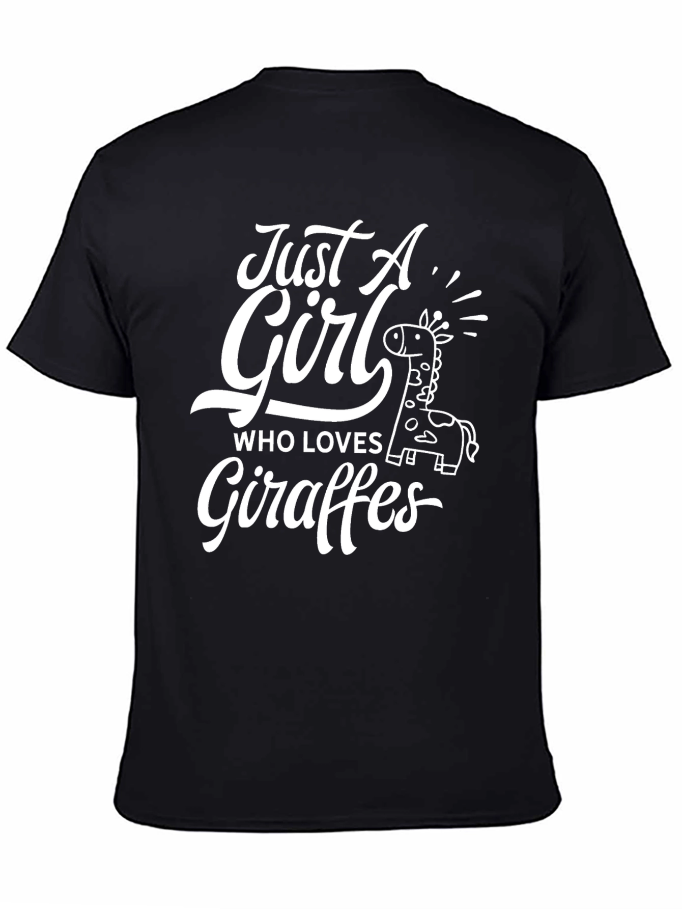 Just A Girl Who Loves Giraffes Black T-Shirt