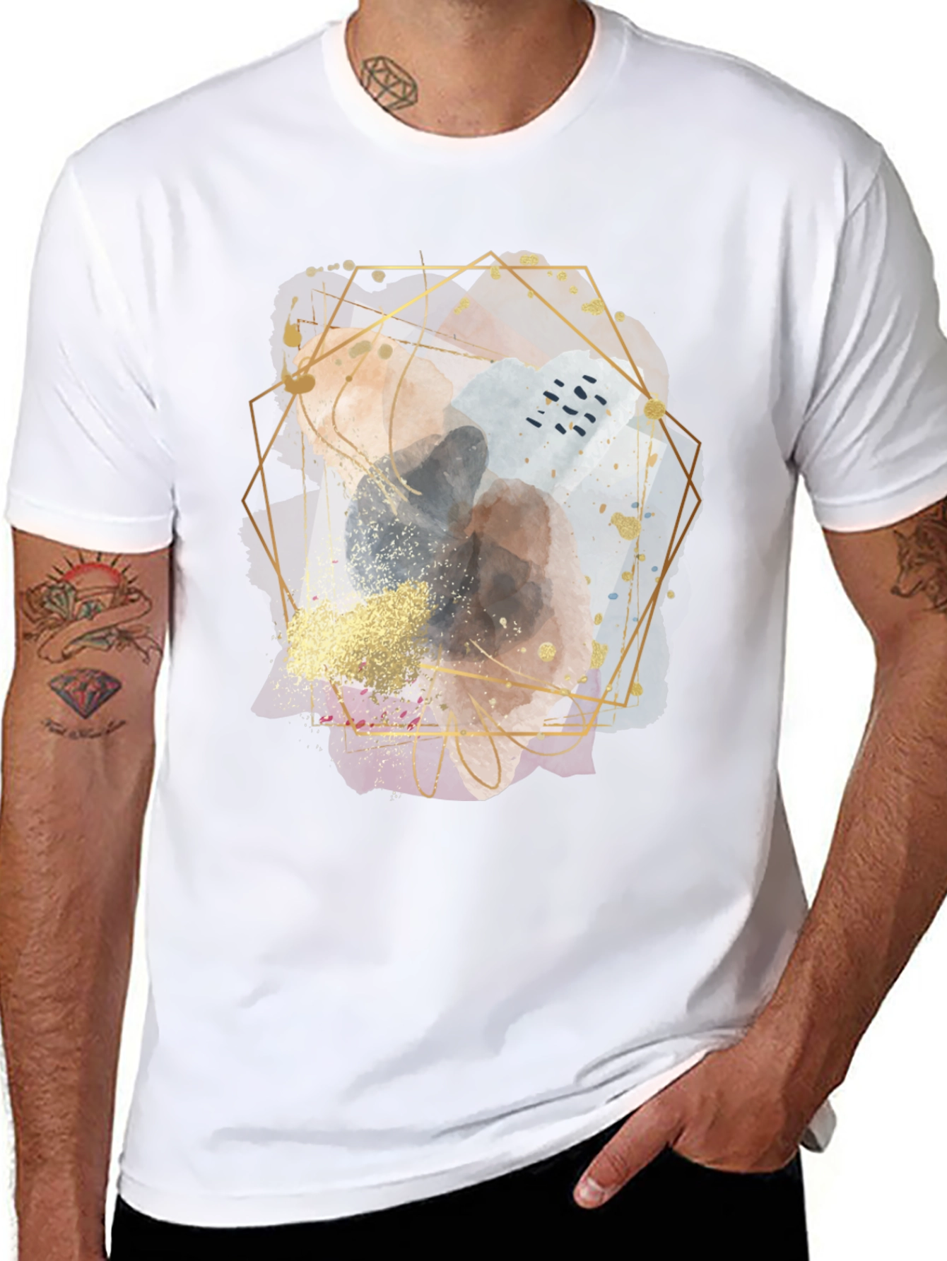 Abstract Geometric Graphic Black T-Shirt