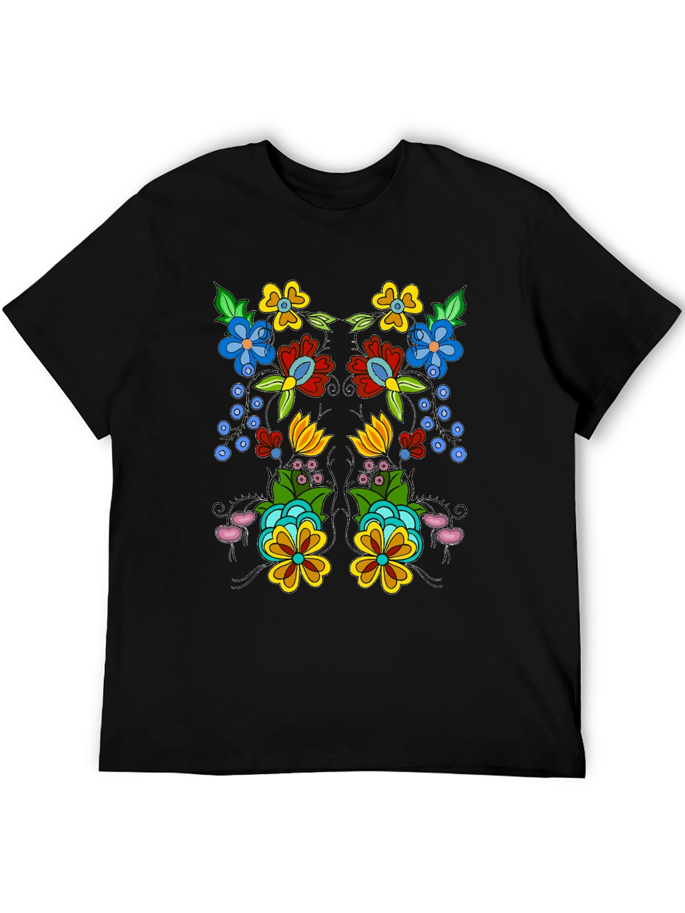 Floral Design Black T-Shirt