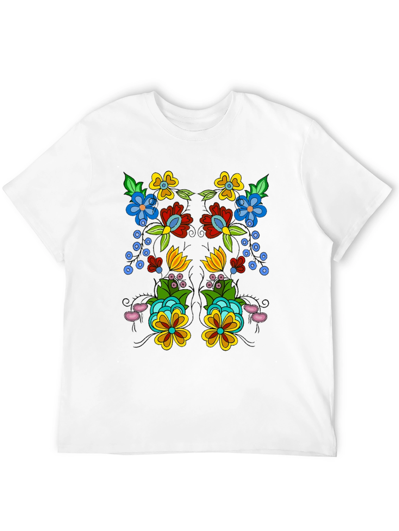 Floral Design Black T-Shirt