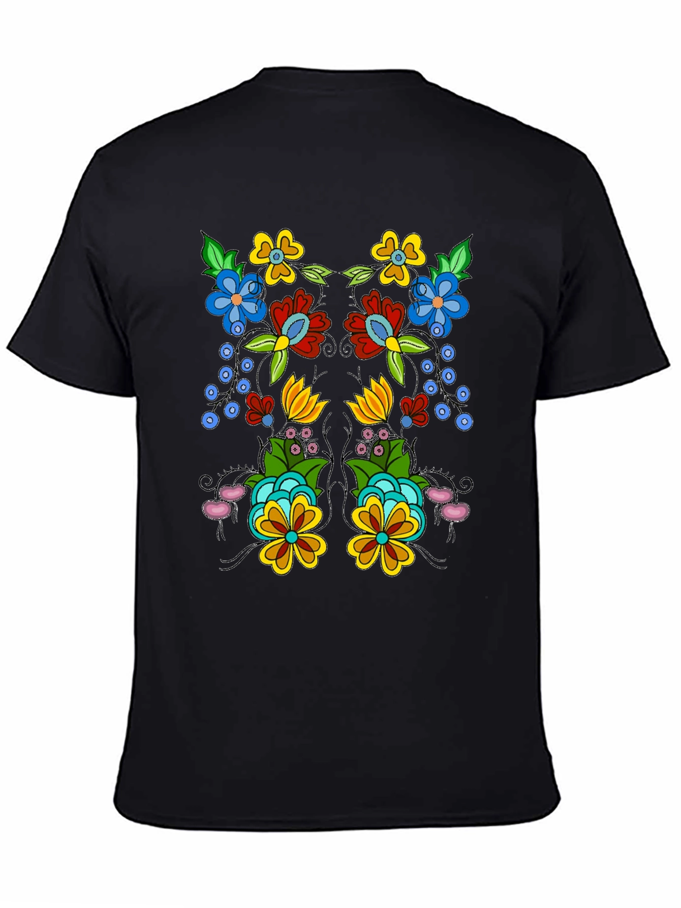 Floral Design Black T-Shirt