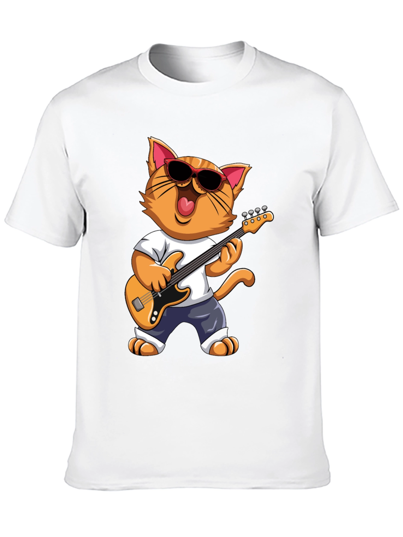 Cat Guitarist T-Shirt - Cool Feline Musician Graphic Tee