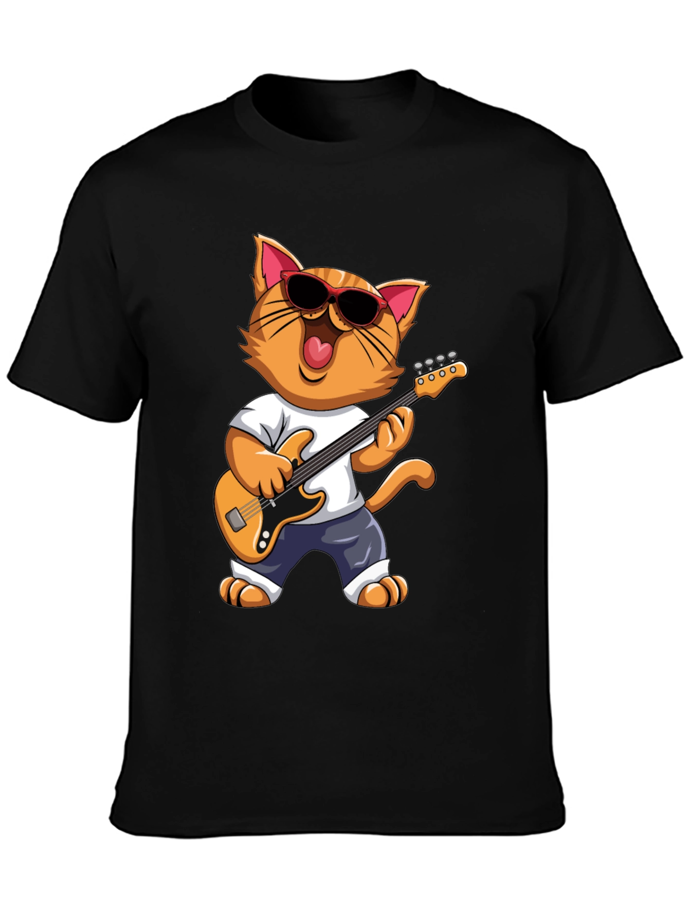 Cat Guitarist T-Shirt - Cool Feline Musician Graphic Tee