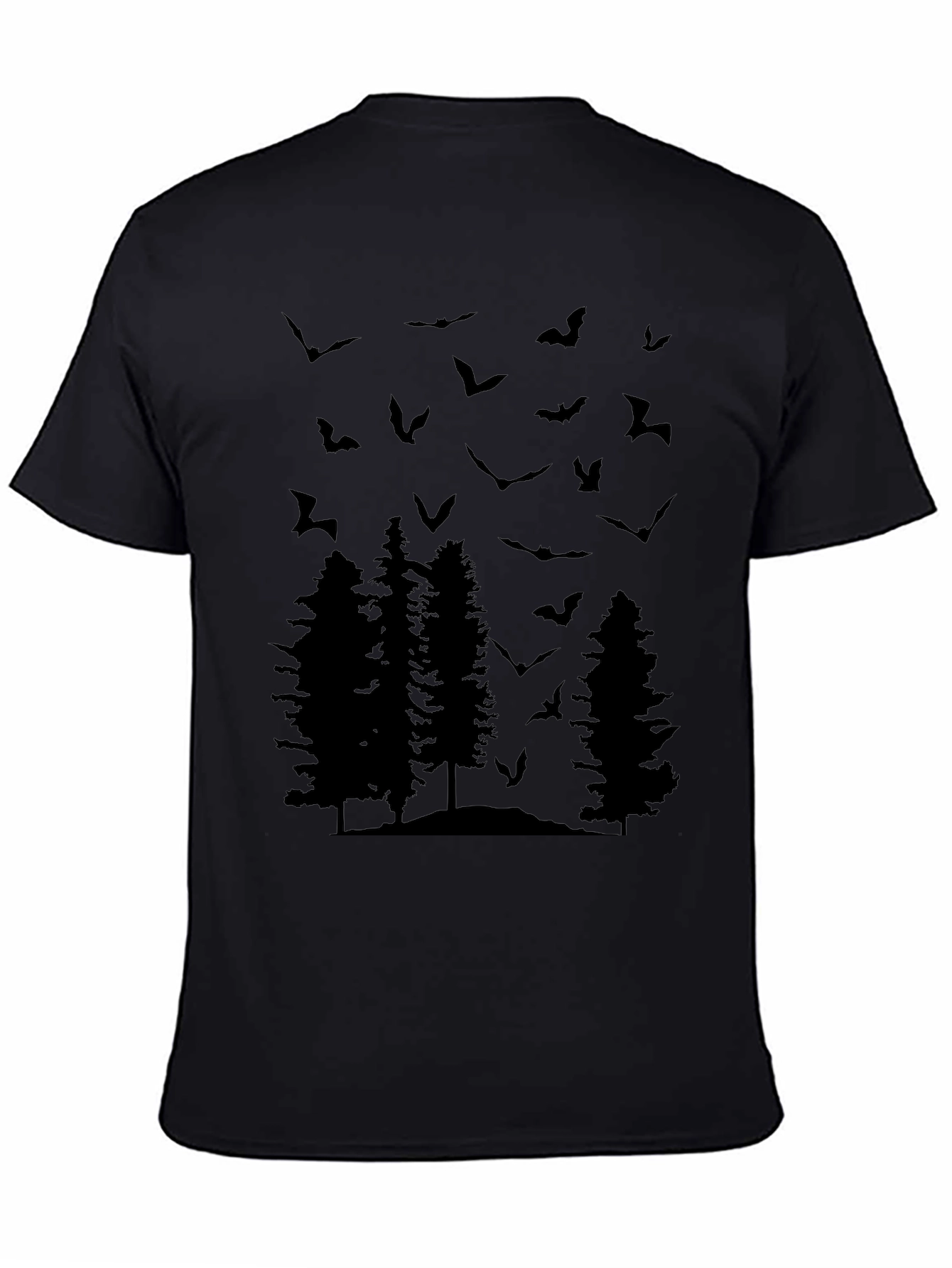 Bats and Trees Graphic Tee - Mens Black T-Shirt