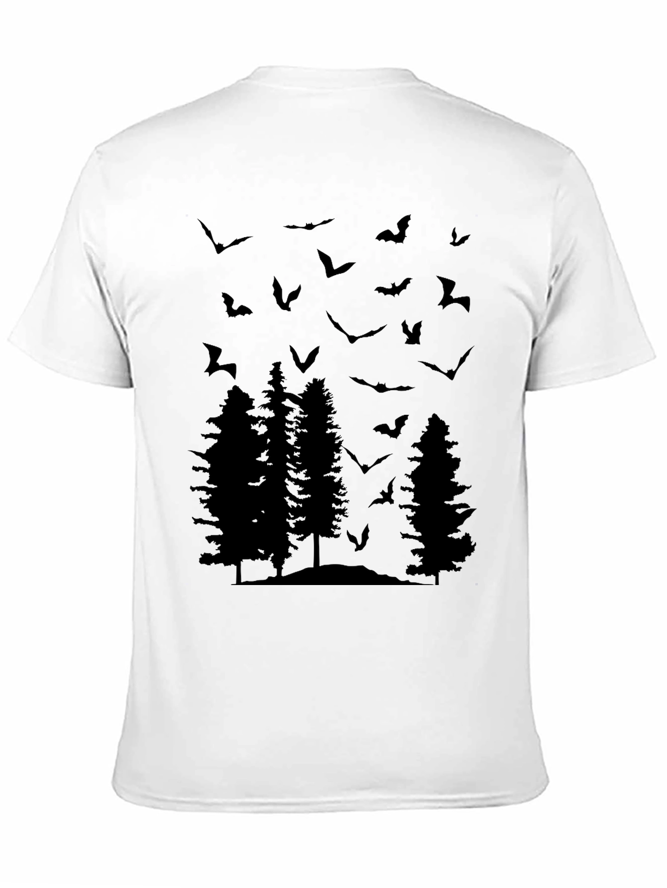 Bats and Trees Graphic Tee - Mens Black T-Shirt