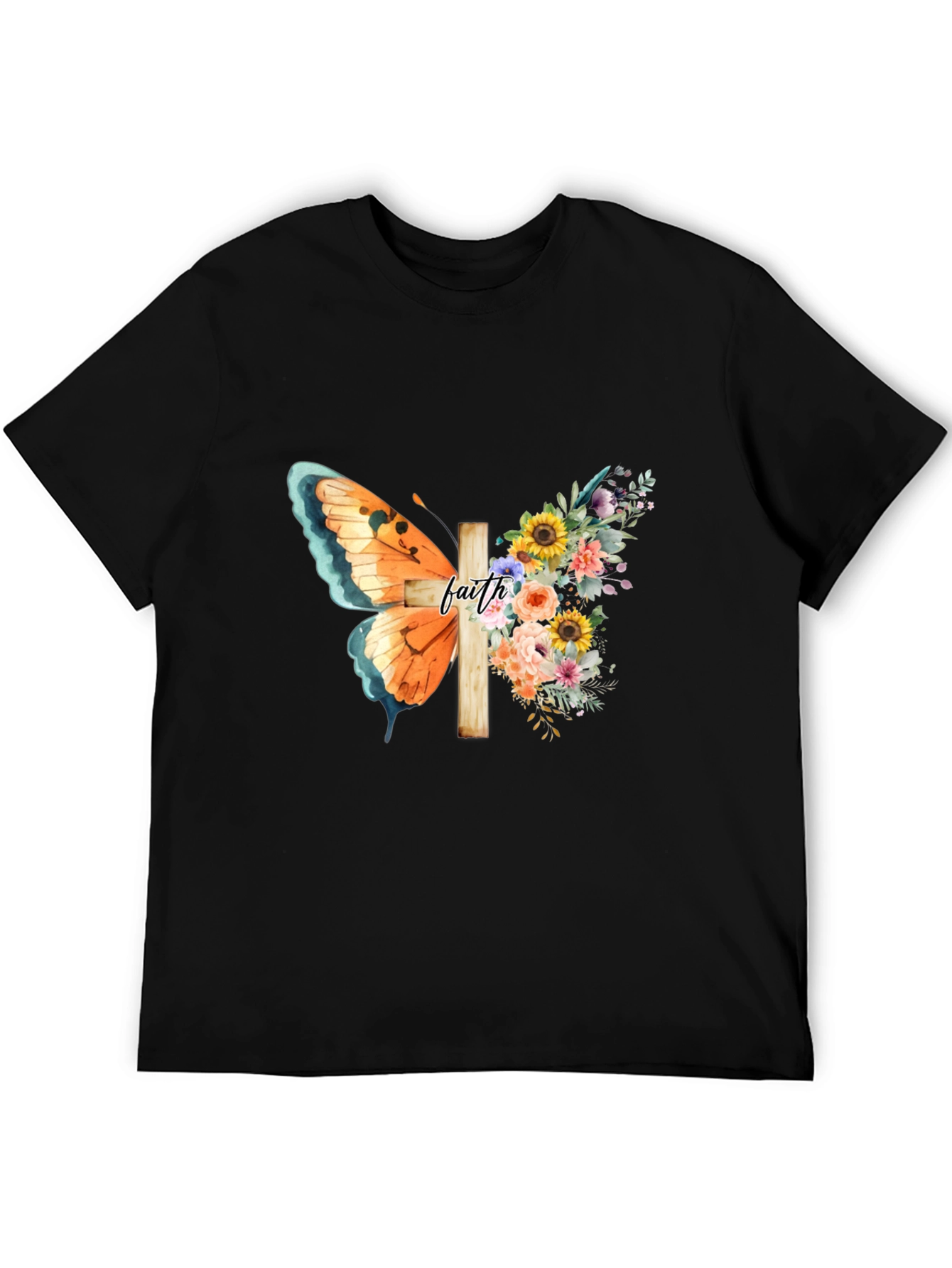 Faith Butterfly Floral Cross Graphic Tee