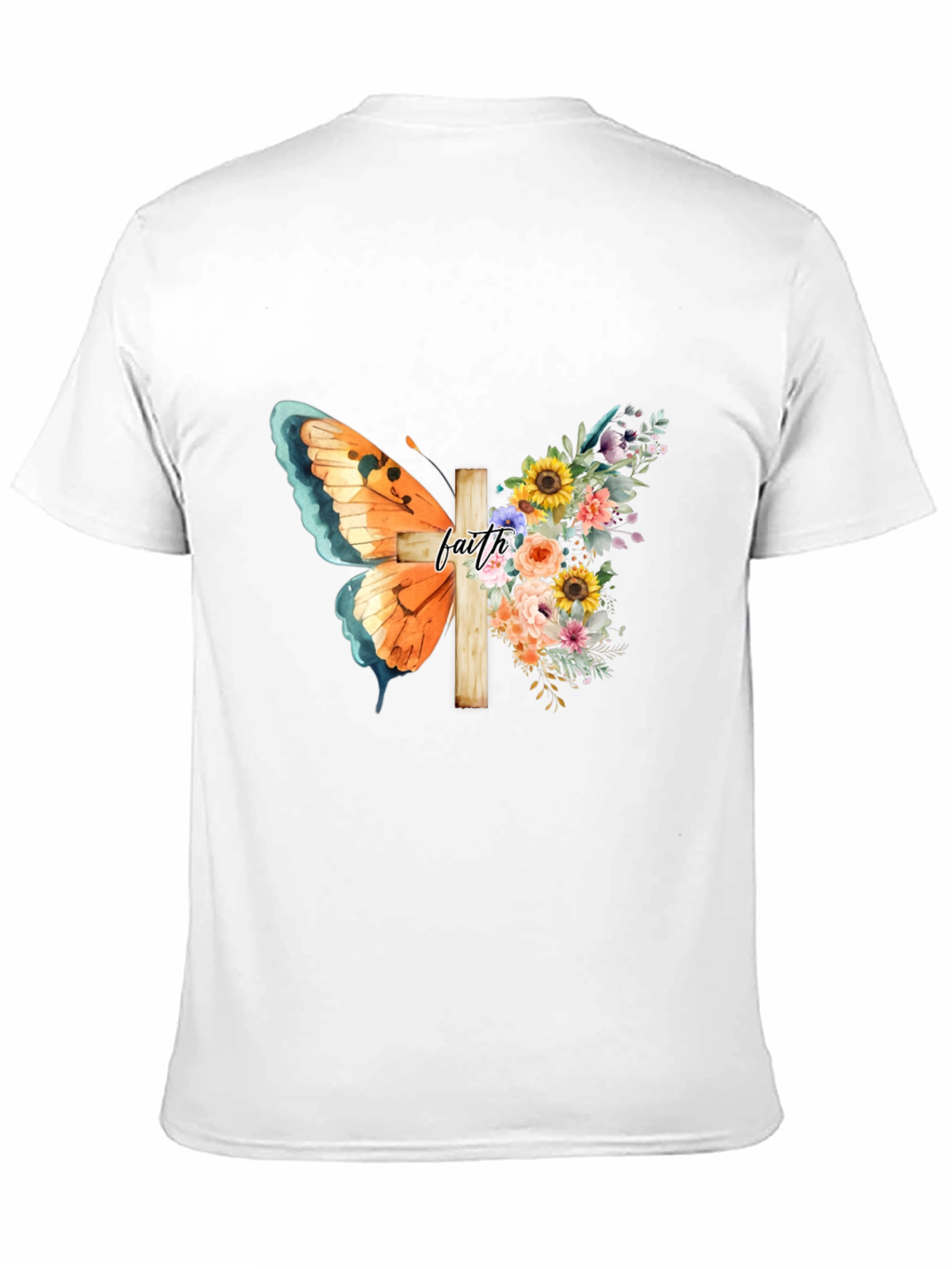 Faith Butterfly Floral Cross Graphic Tee