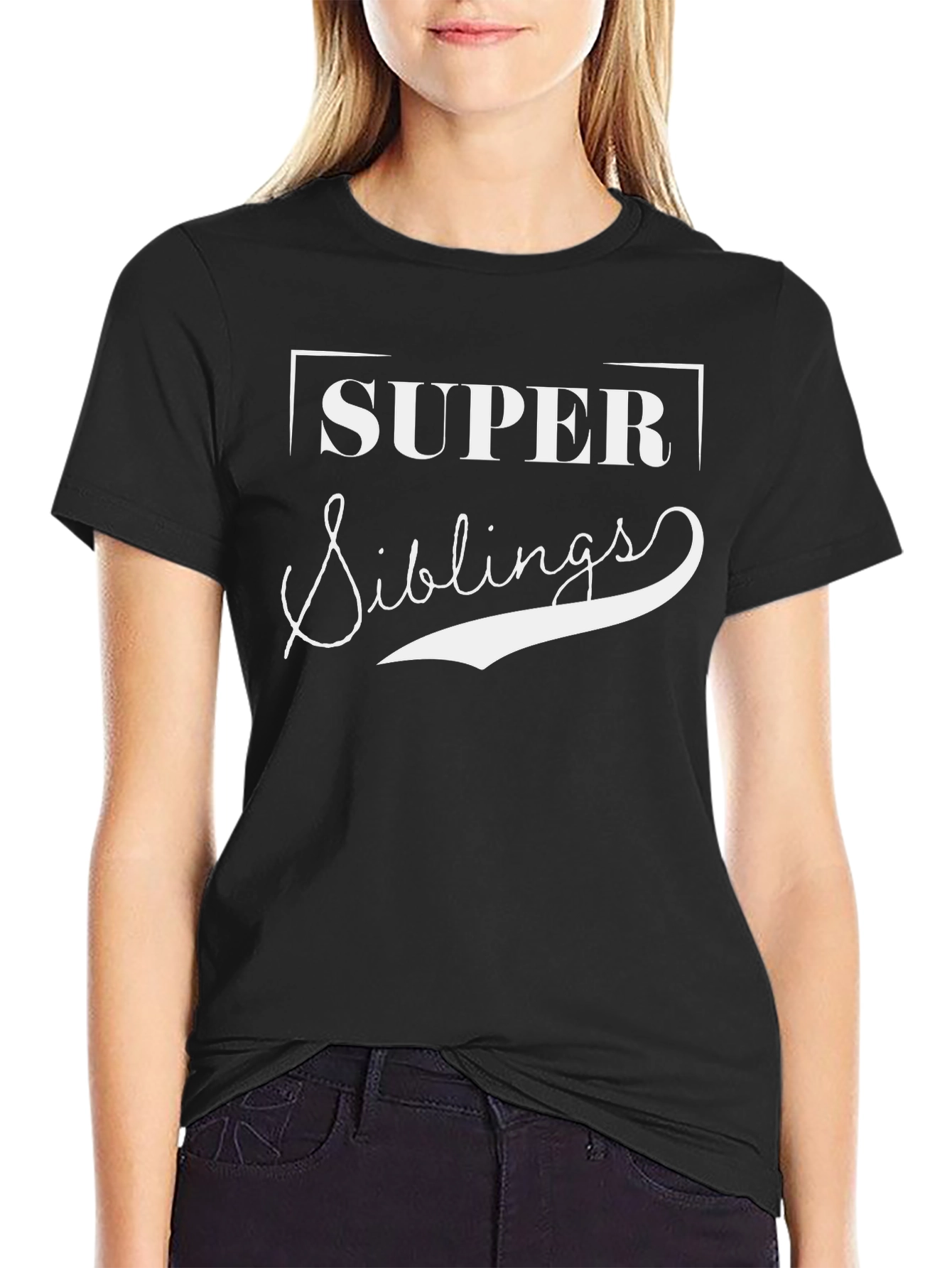 Super Siblings Black Graphic T-Shirt