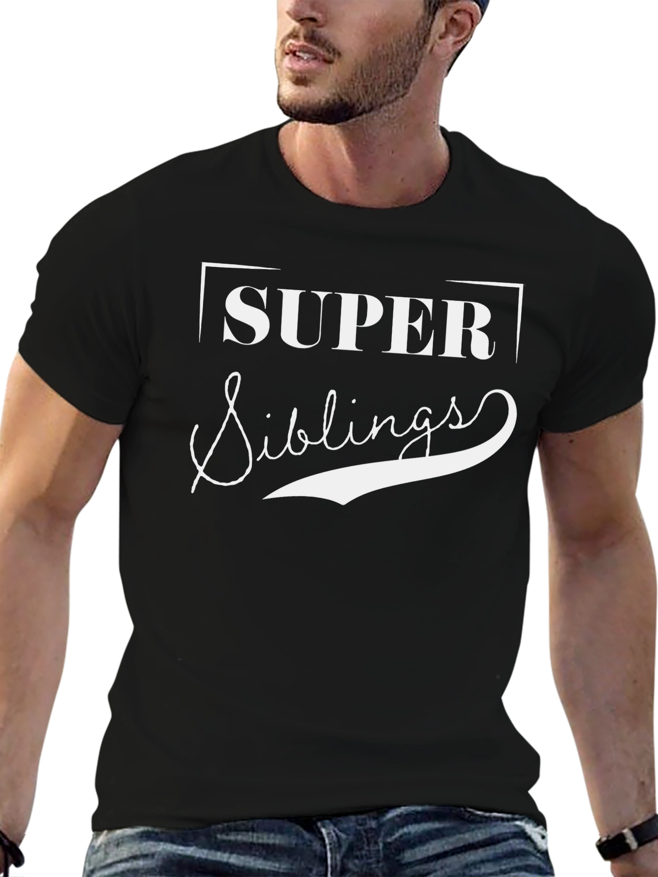 Super Siblings Black Graphic T-Shirt