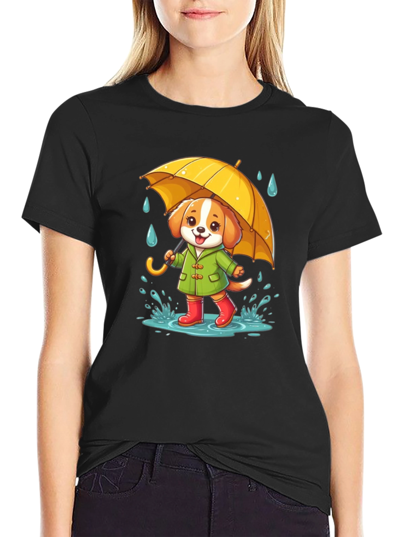 Cute Dog in Rain T-Shirt