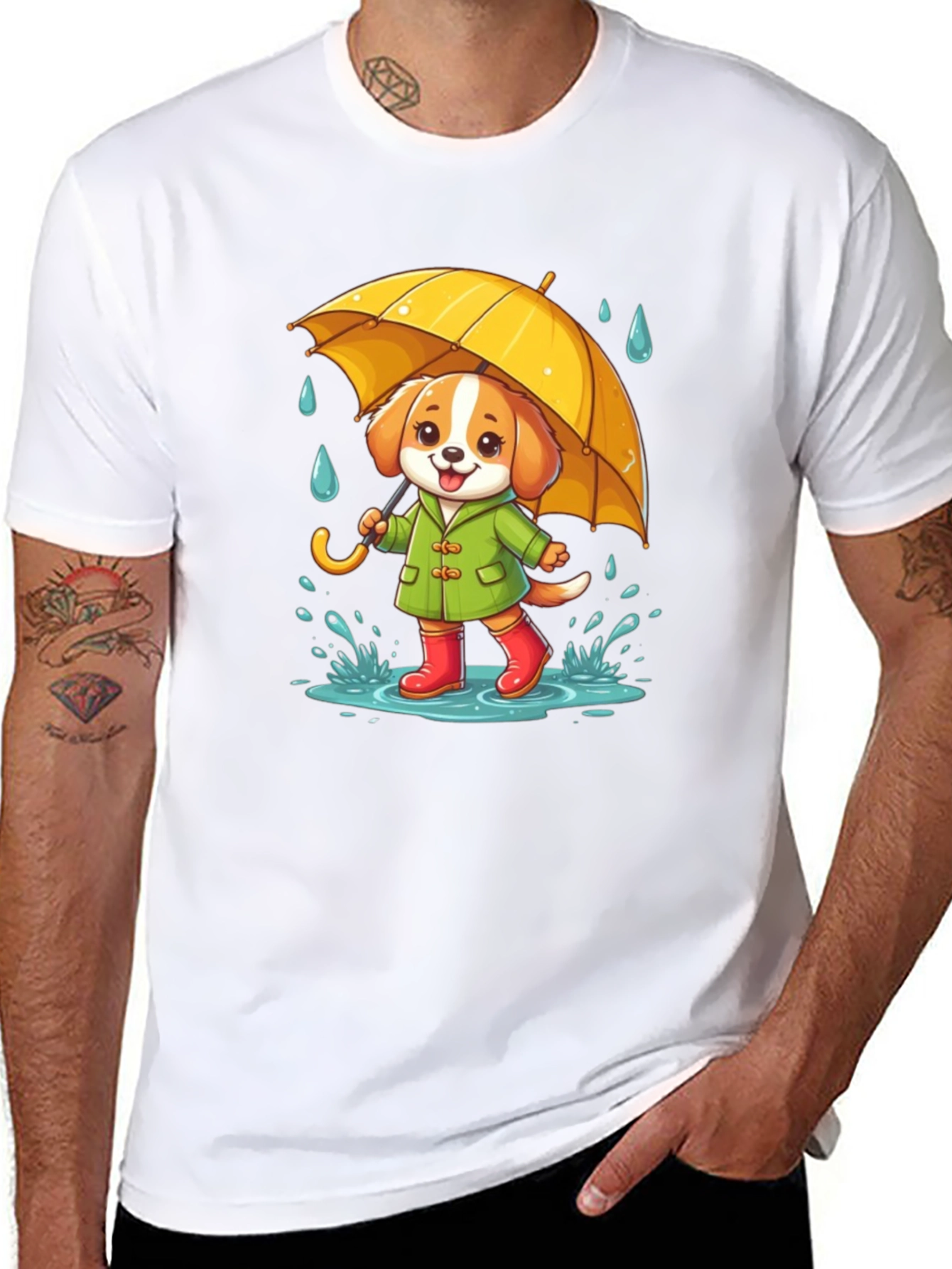 Cute Dog in Rain T-Shirt