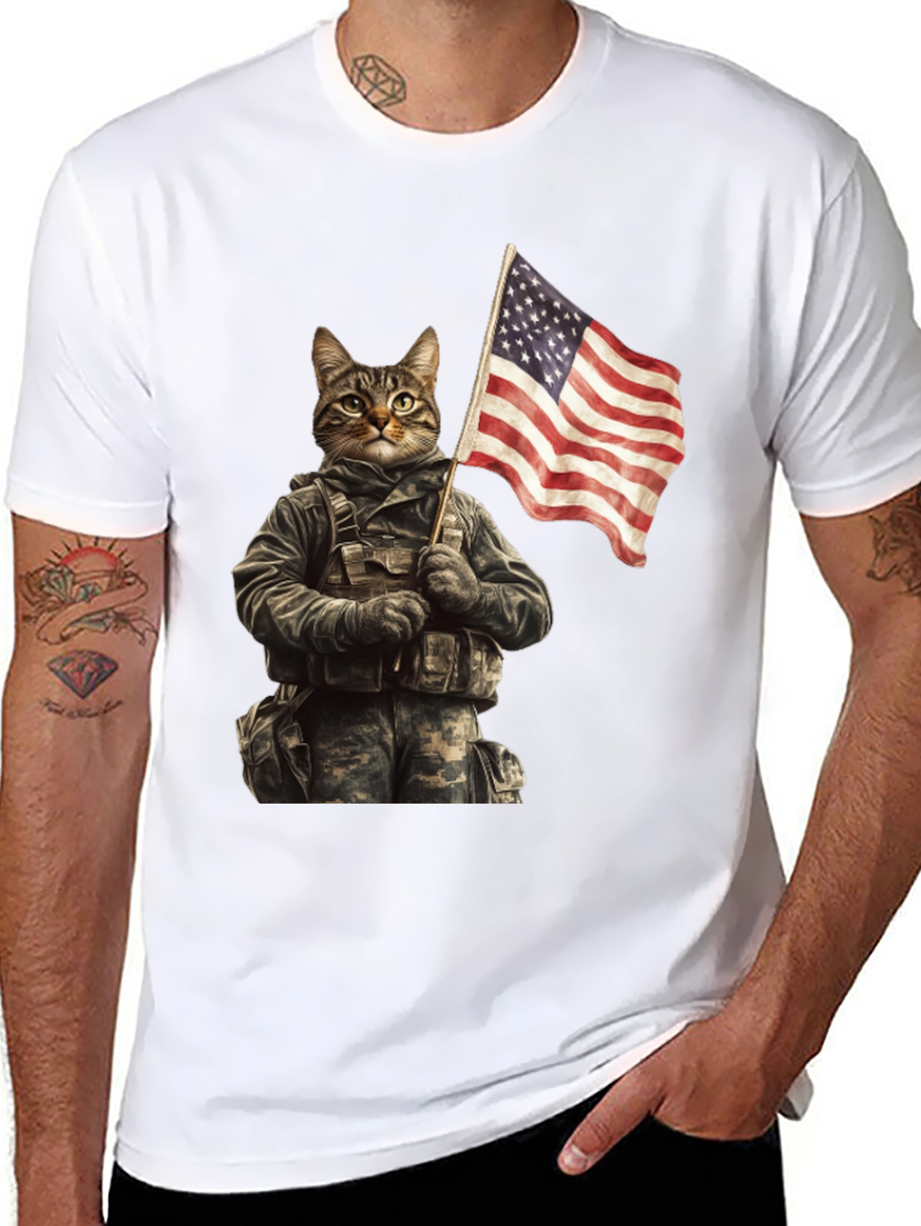 Patriotic Cat Soldier T-Shirt