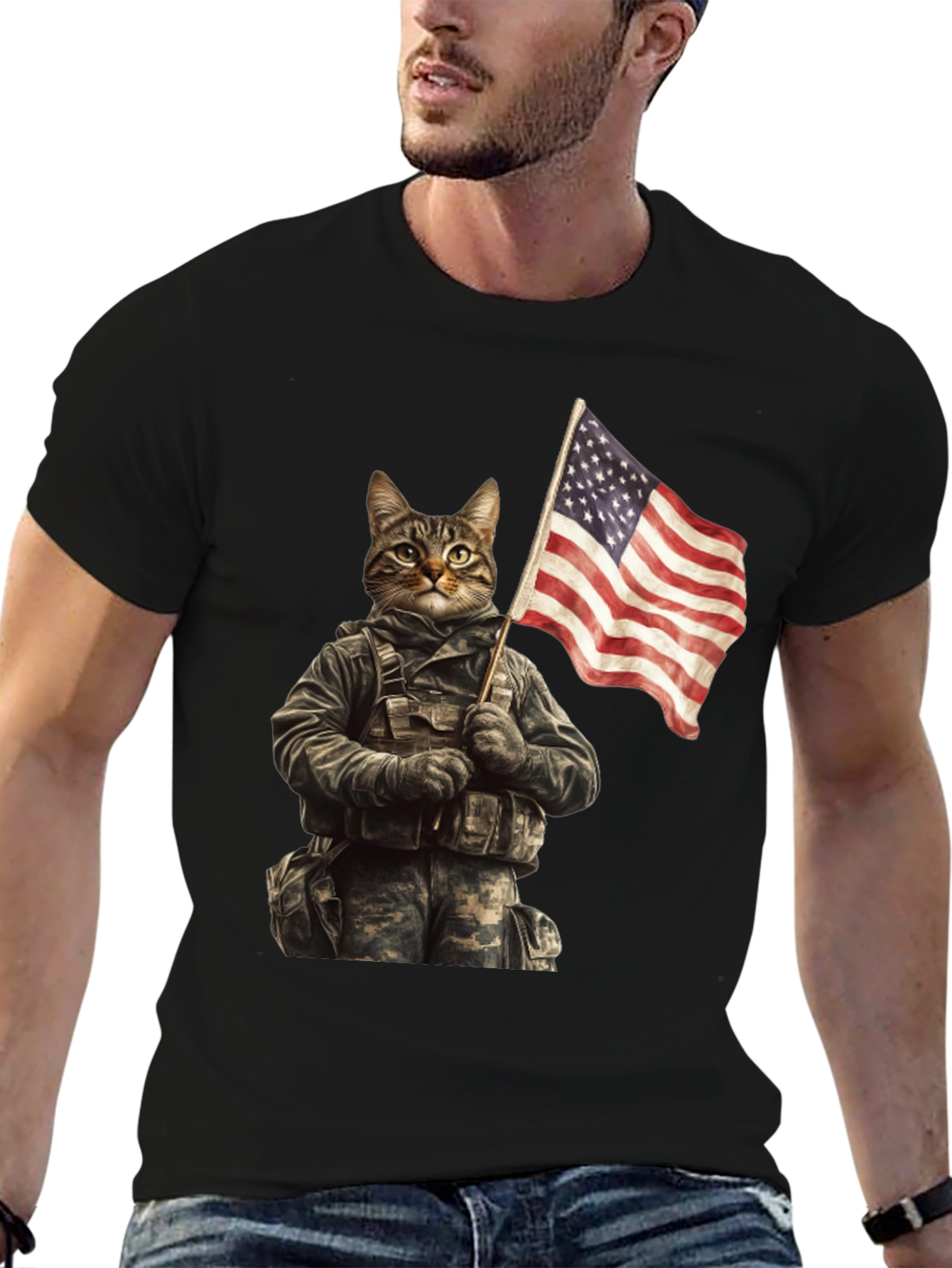 Patriotic Cat Soldier T-Shirt