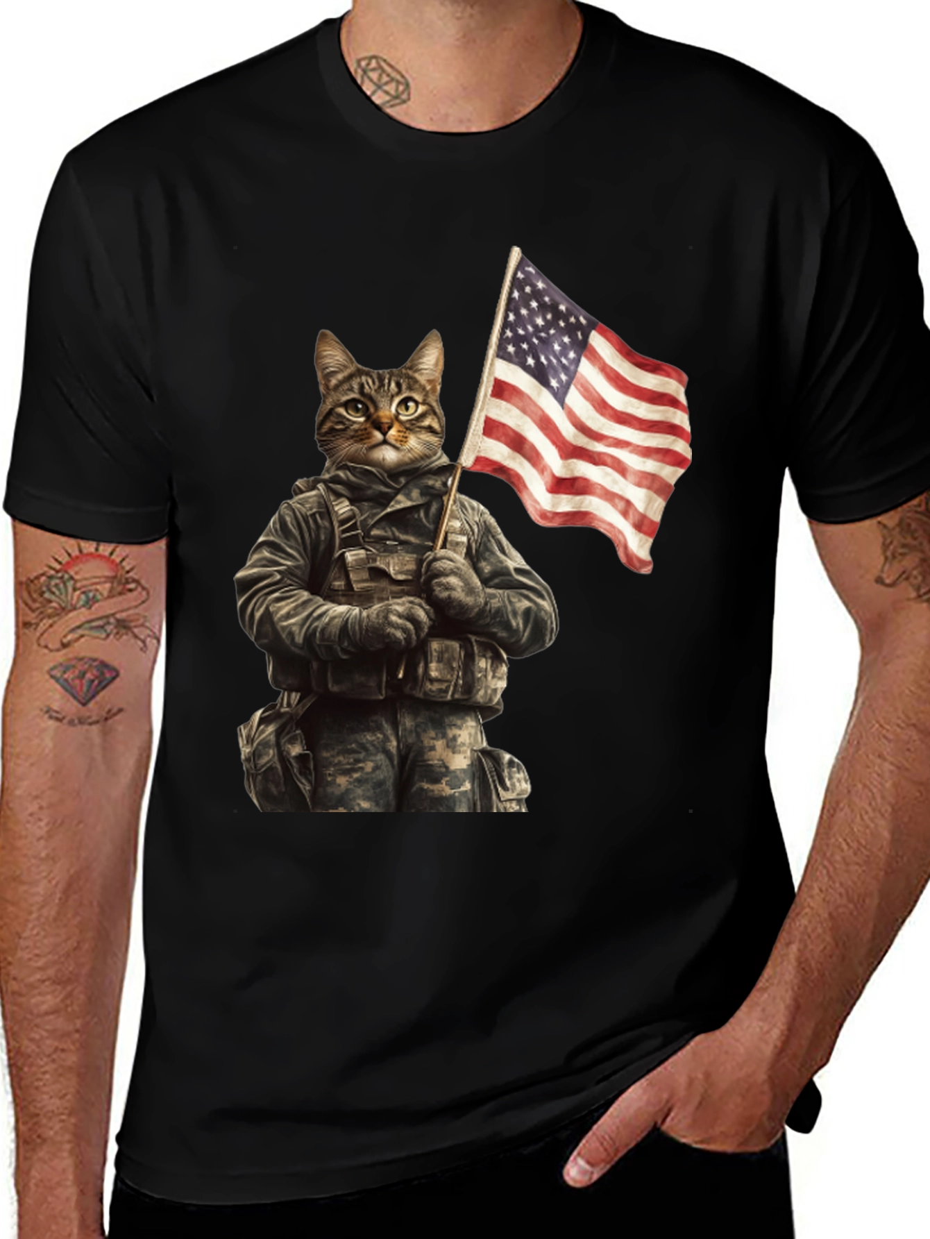 Patriotic Cat Soldier T-Shirt