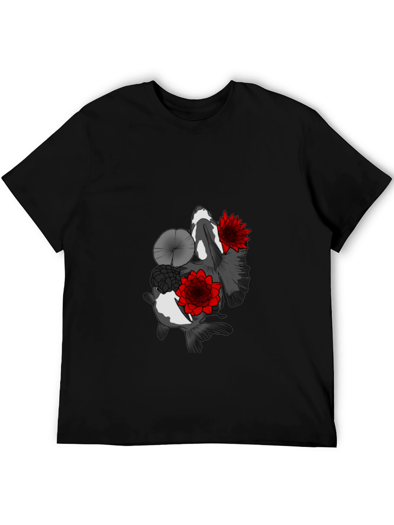 Koi Fish & Lotus Flower Graphic T-Shirt