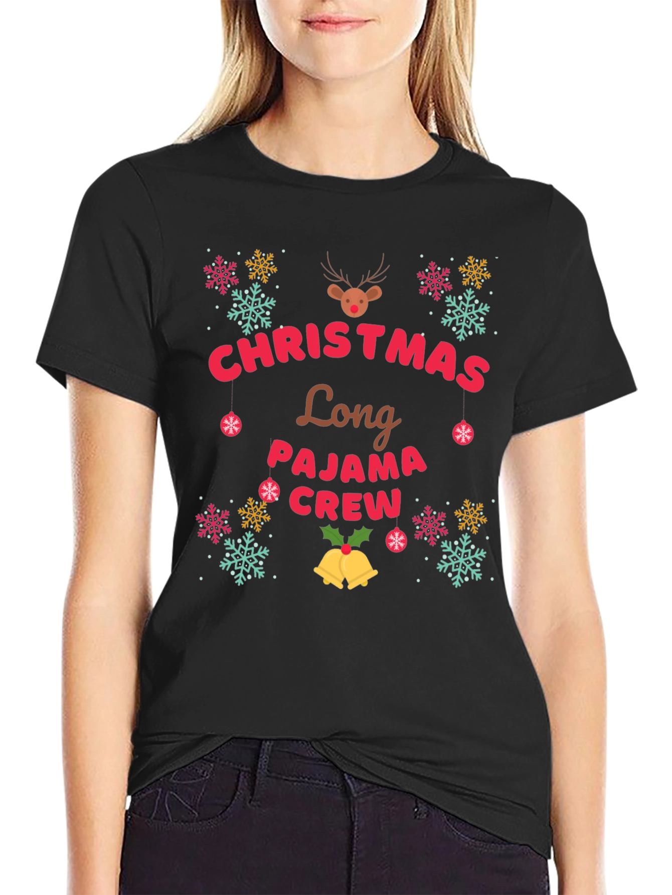 Christmas Long Pajama Crew T-Shirt