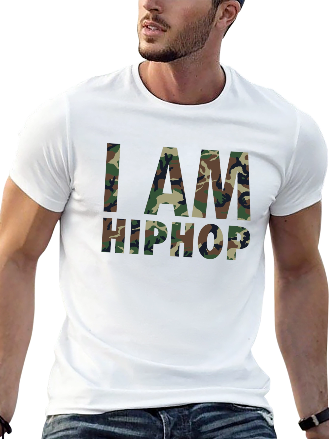 I AM HIP HOP Camo Print Black T-Shirt