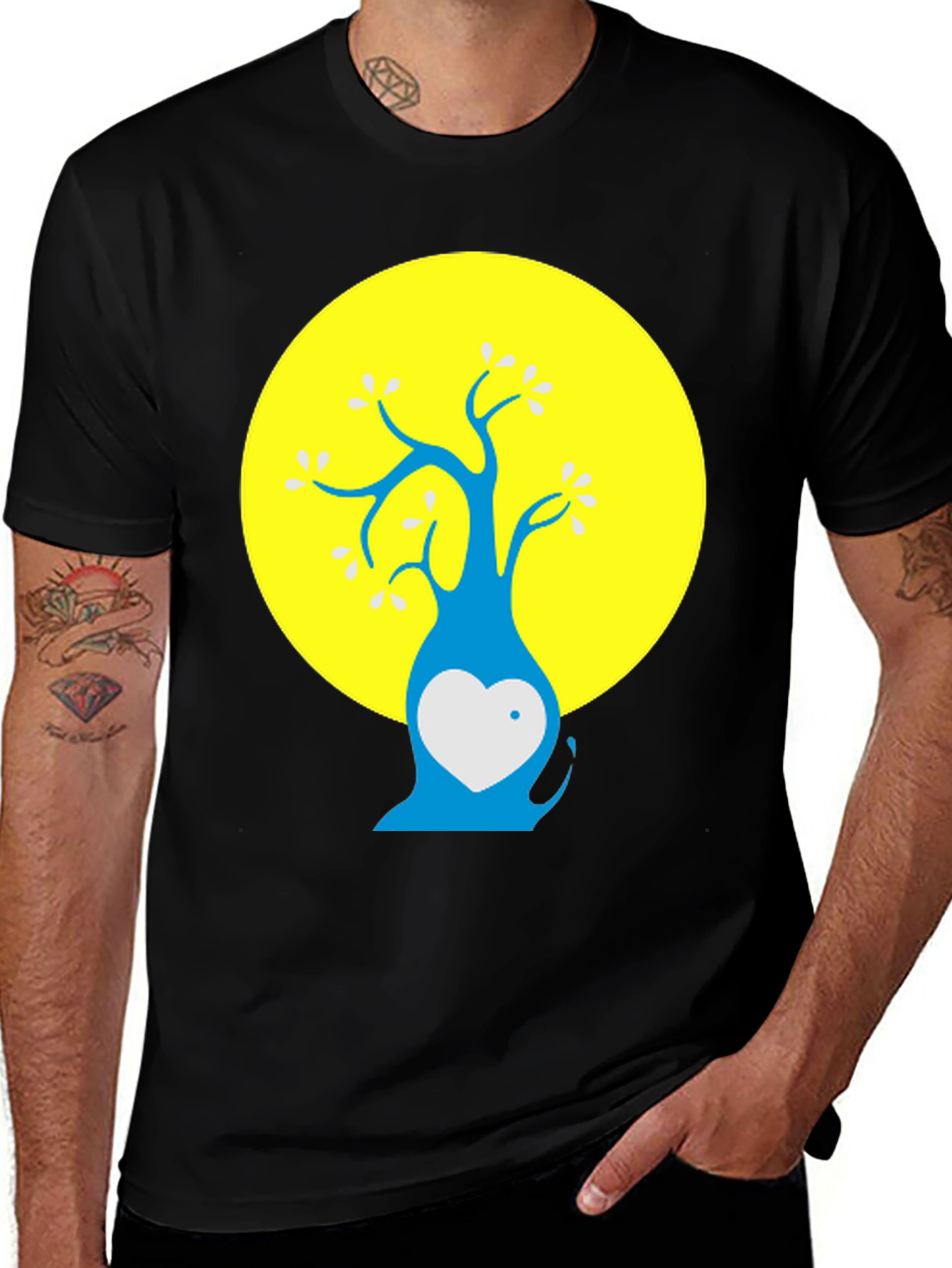 Artsy Tree Graphic Tee - Black Cotton Blend Shirt