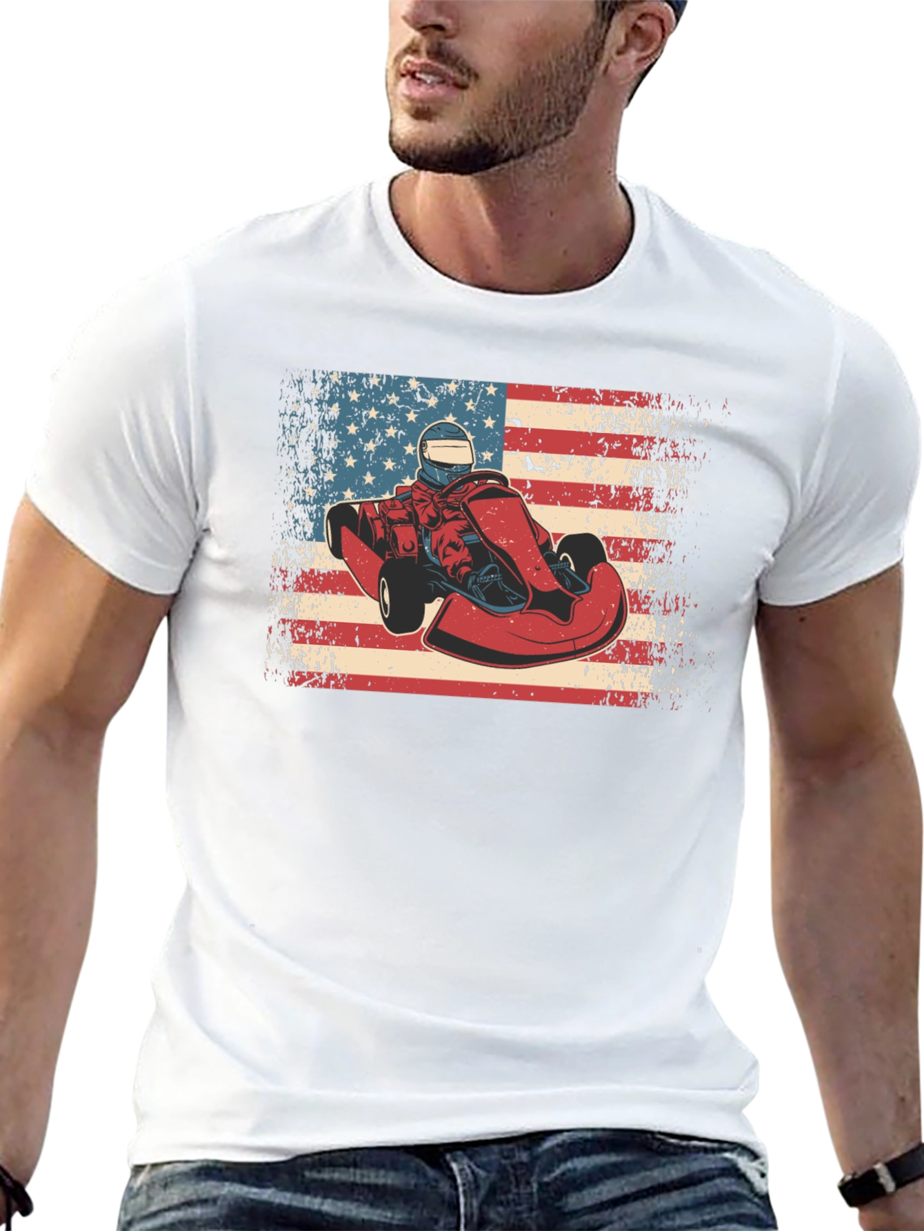 American Kart Racer Graphic T-Shirt