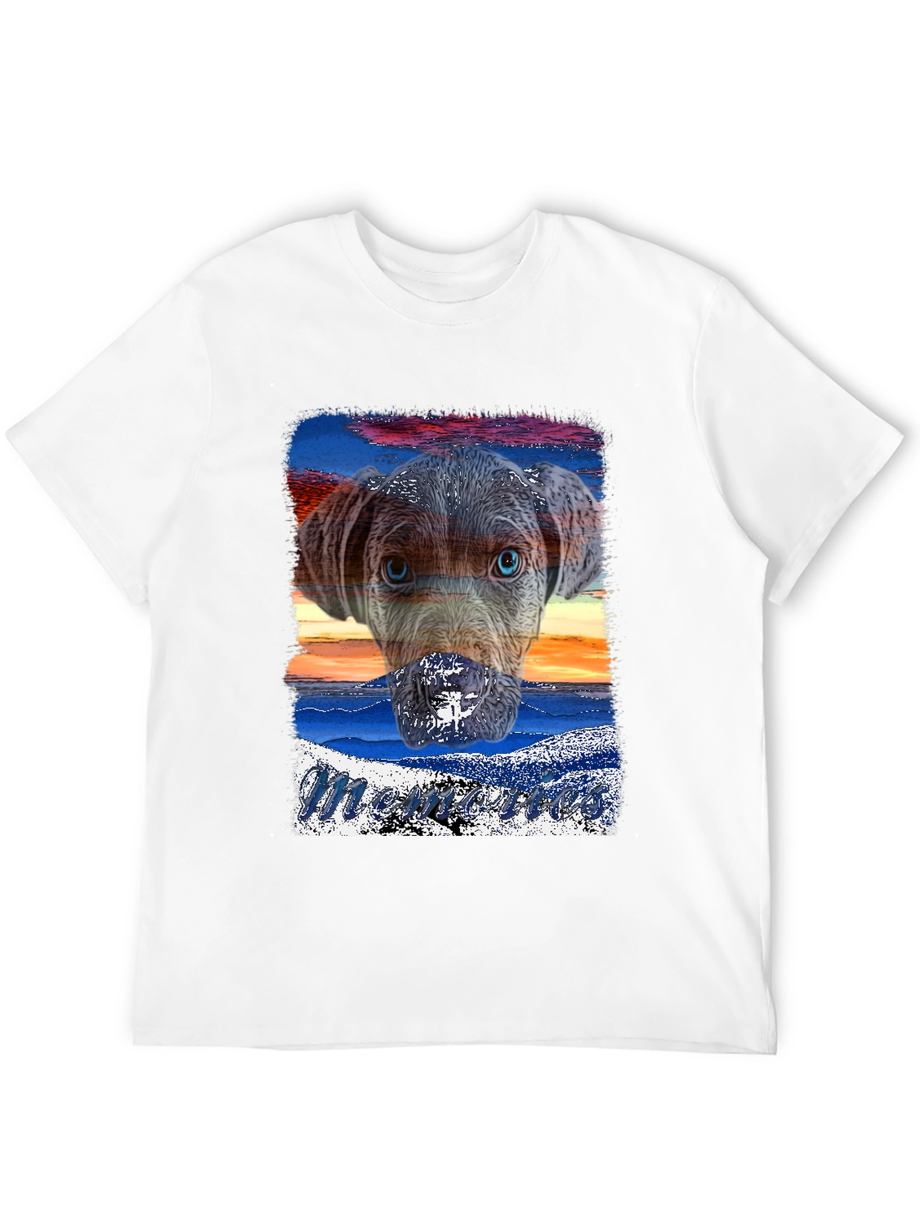 Dog Sunset Graphic Black T-Shirt