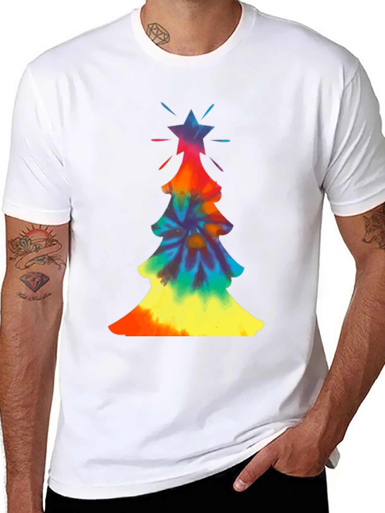 Tie-Dye Christmas Tree Graphic Tee