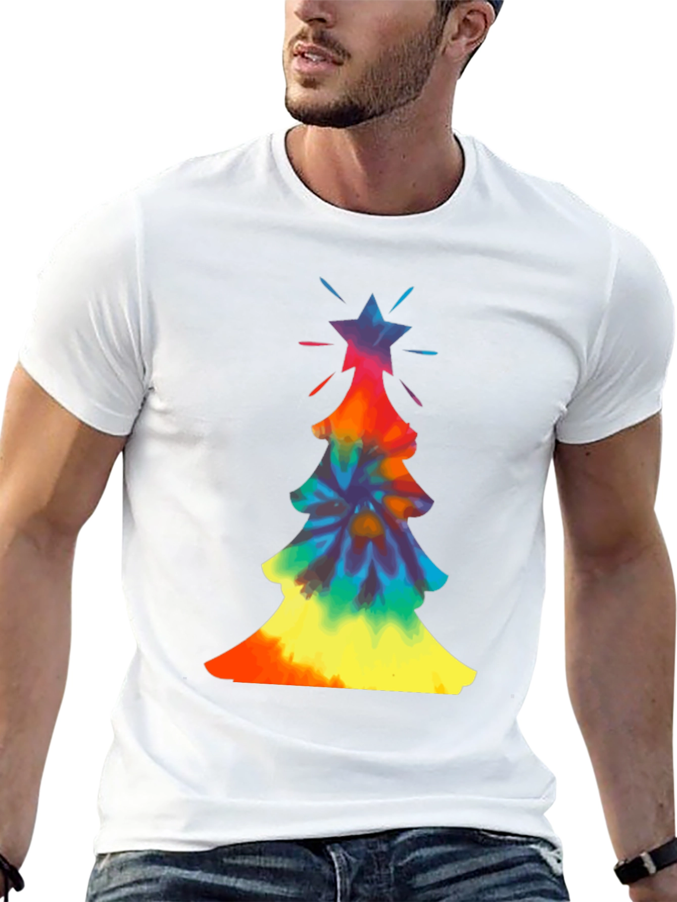 Tie-Dye Christmas Tree Graphic Tee