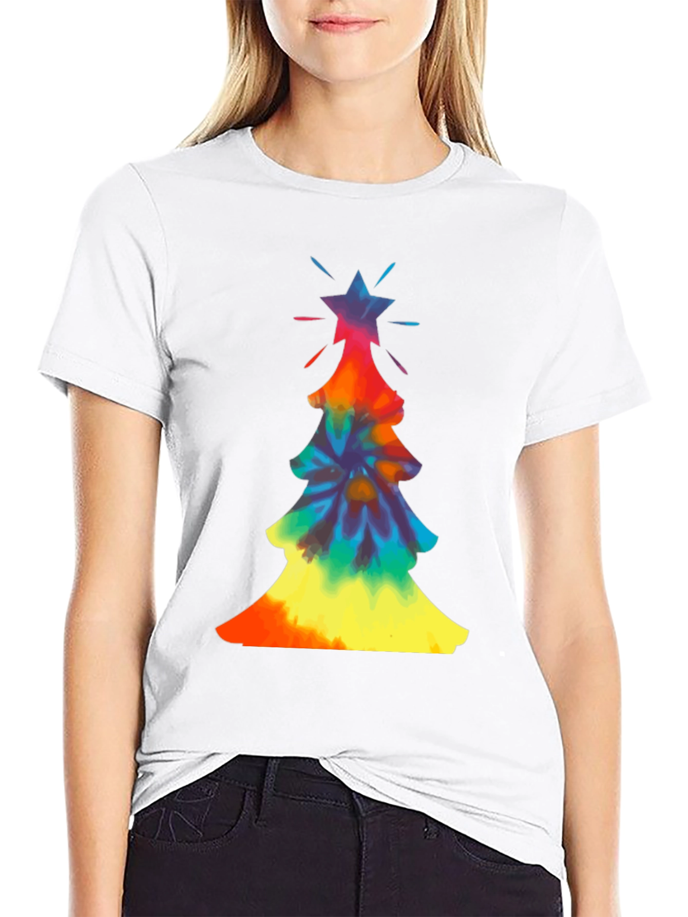 Tie-Dye Christmas Tree Graphic Tee