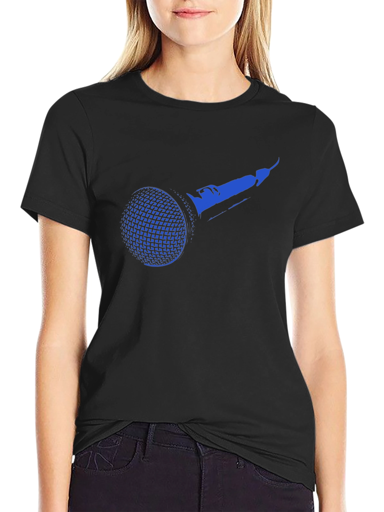 Blue Microphone Graphic Black T-Shirt