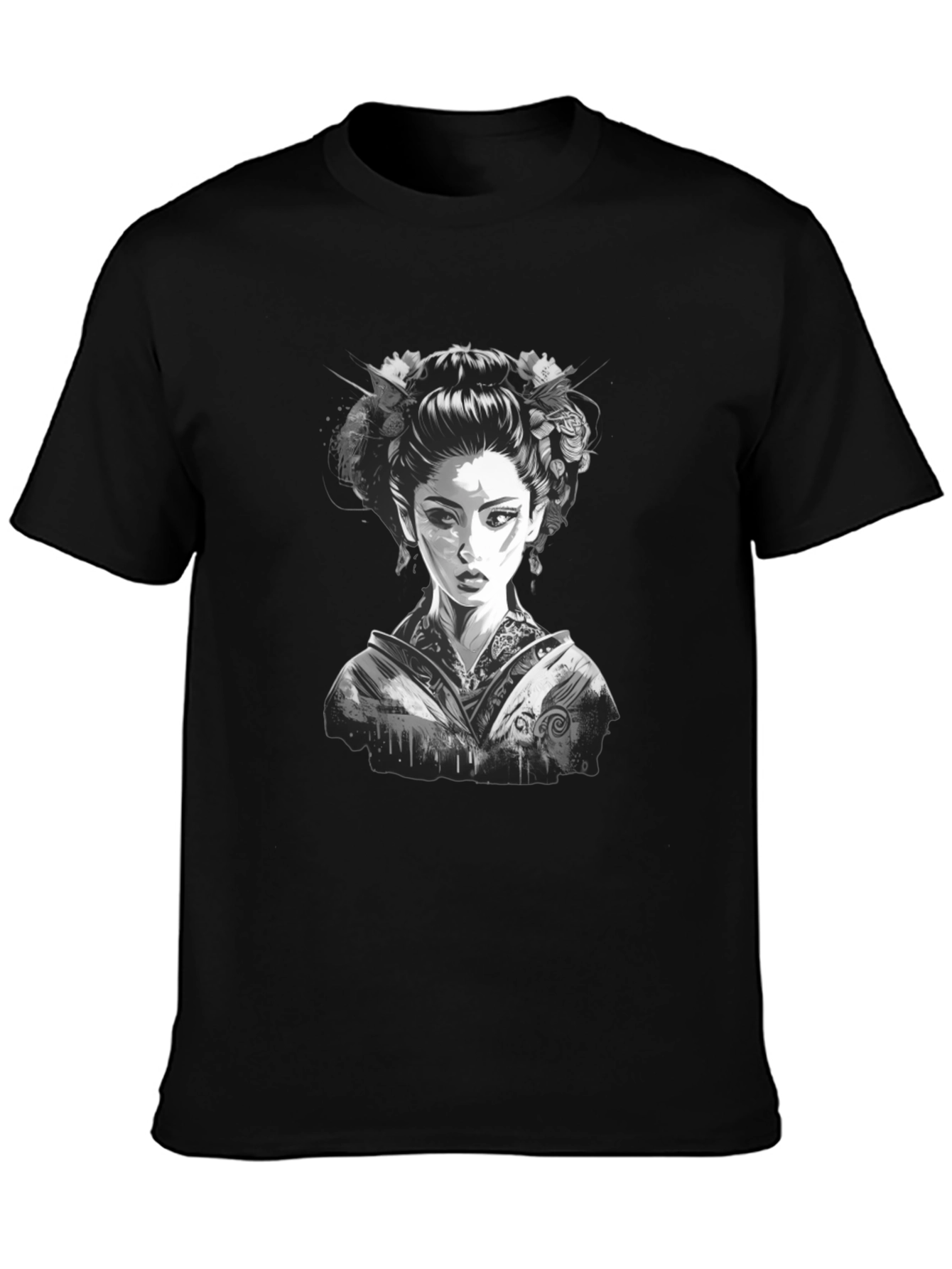 Geisha Graphic Print Black T-Shirt