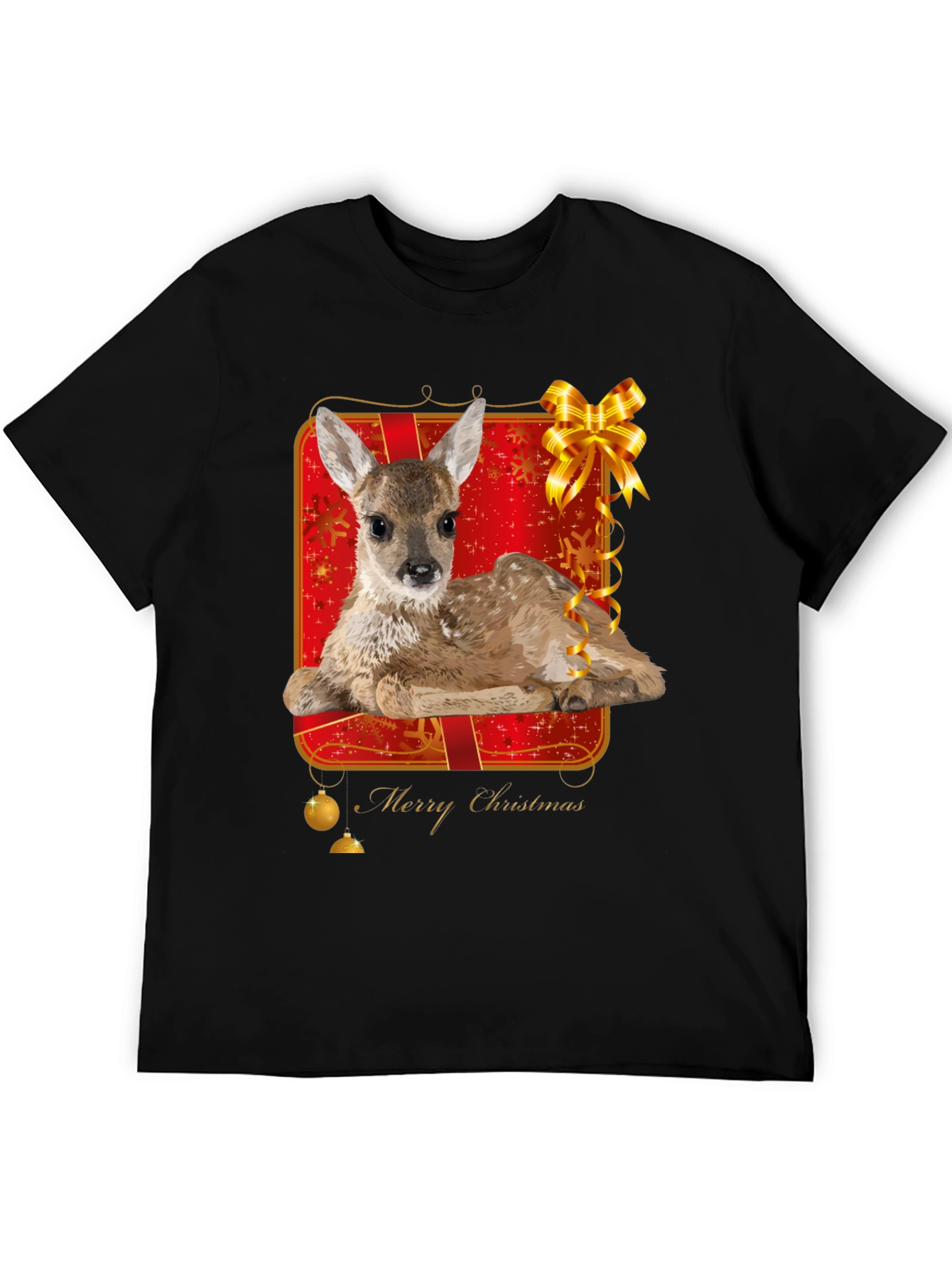 Festive Fawn Graphic Tee - Merry Christmas Shirt