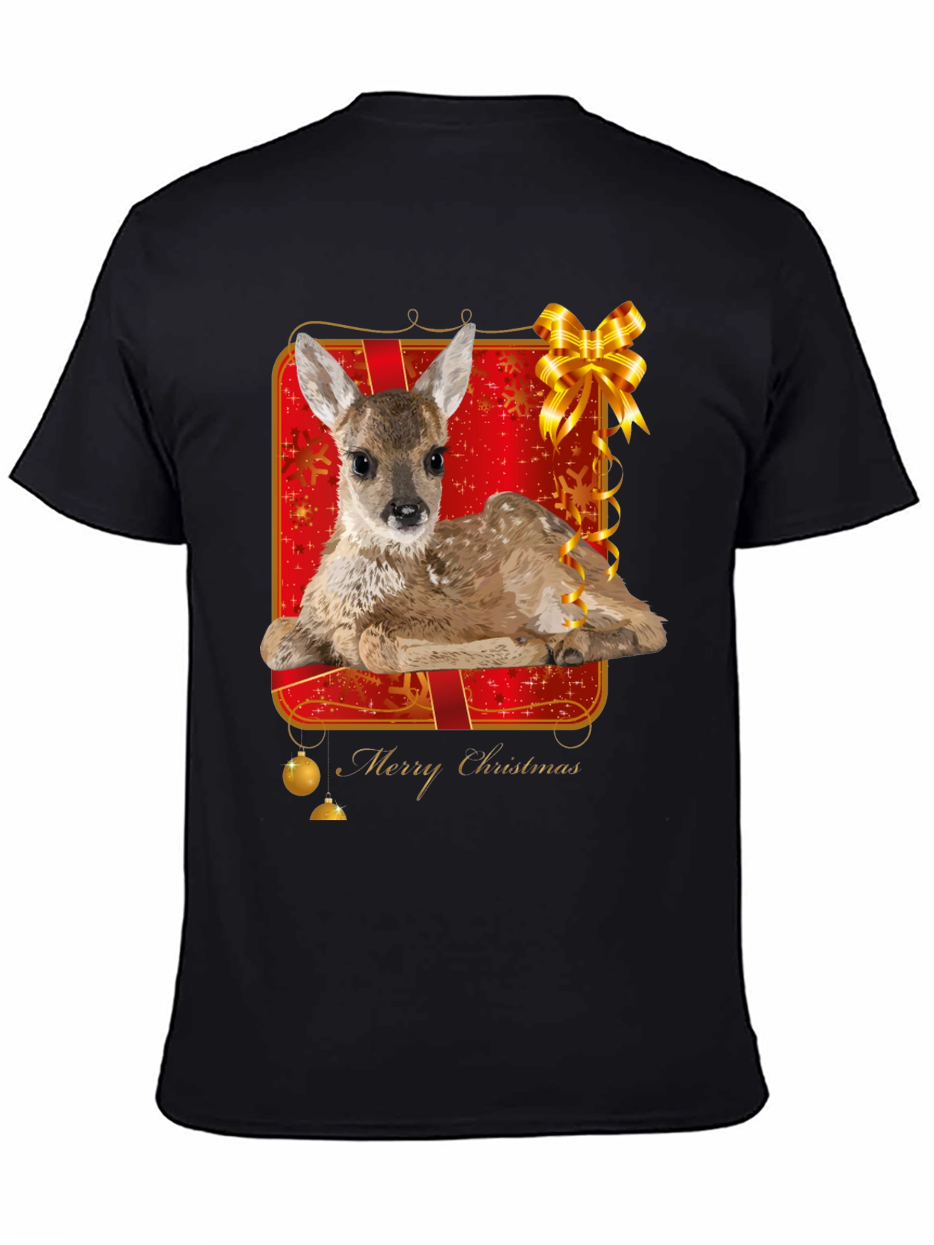 Festive Fawn Graphic Tee - Merry Christmas Shirt