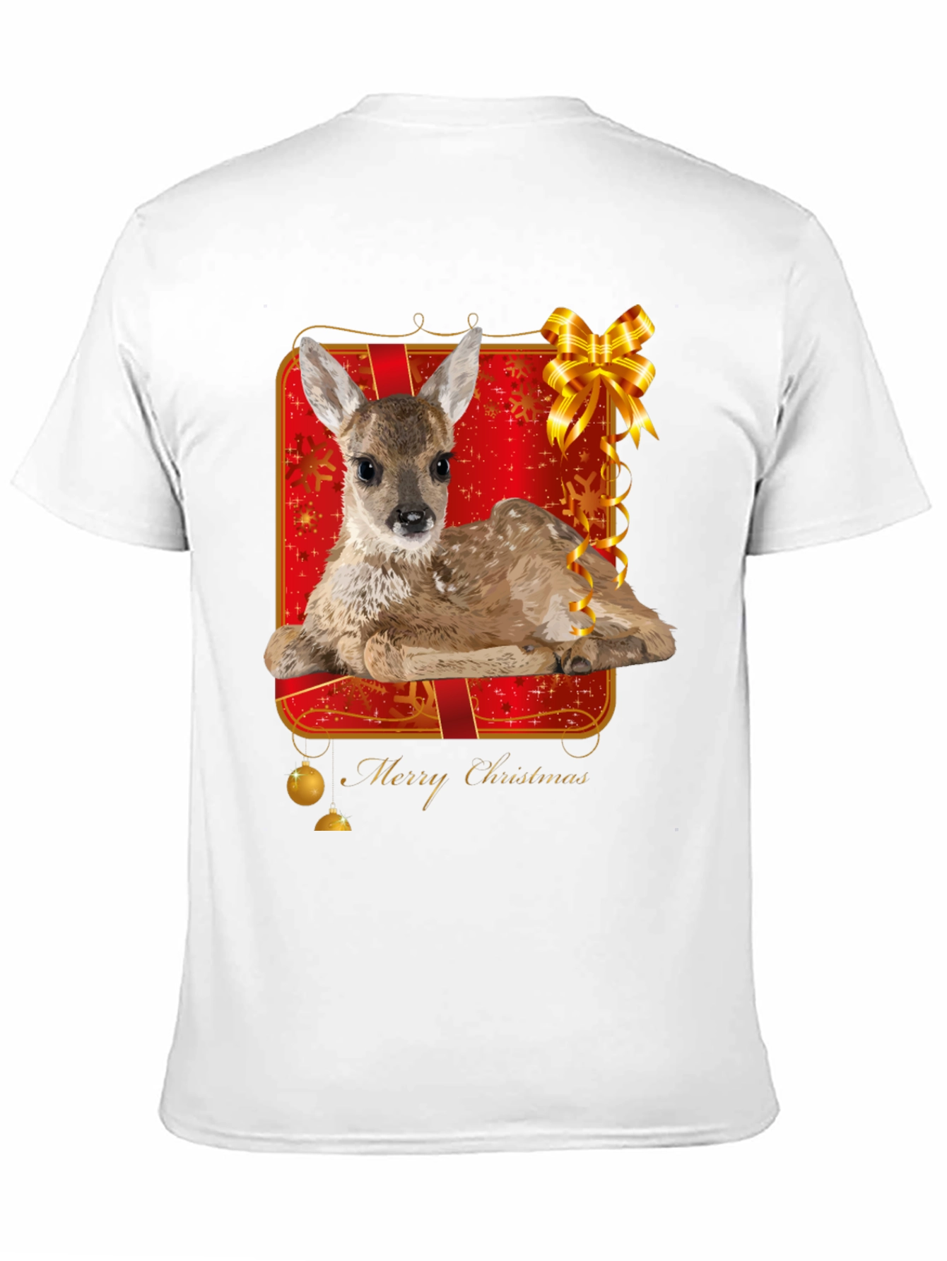 Festive Fawn Graphic Tee - Merry Christmas Shirt