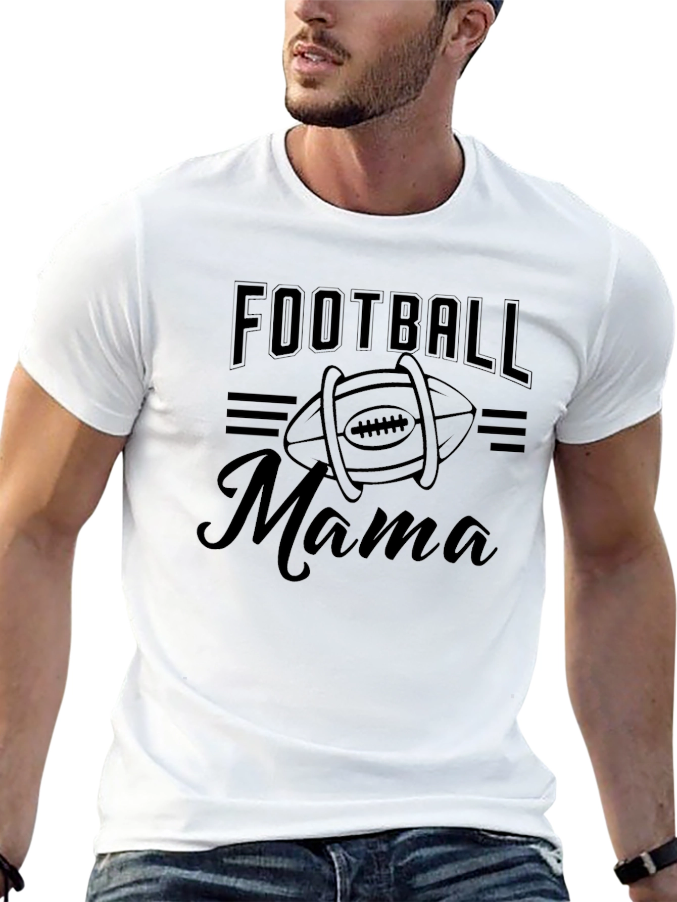 Football Mama Graphic T-Shirt - Black