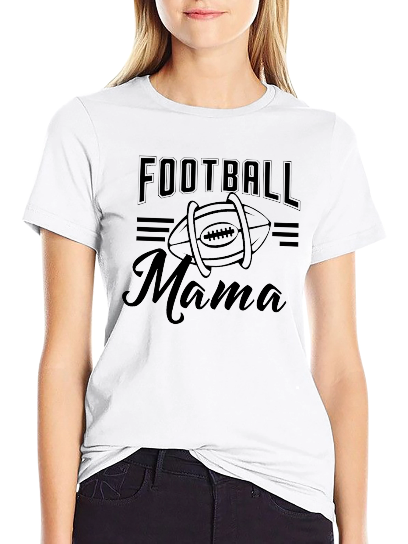 Football Mama Graphic T-Shirt - Black