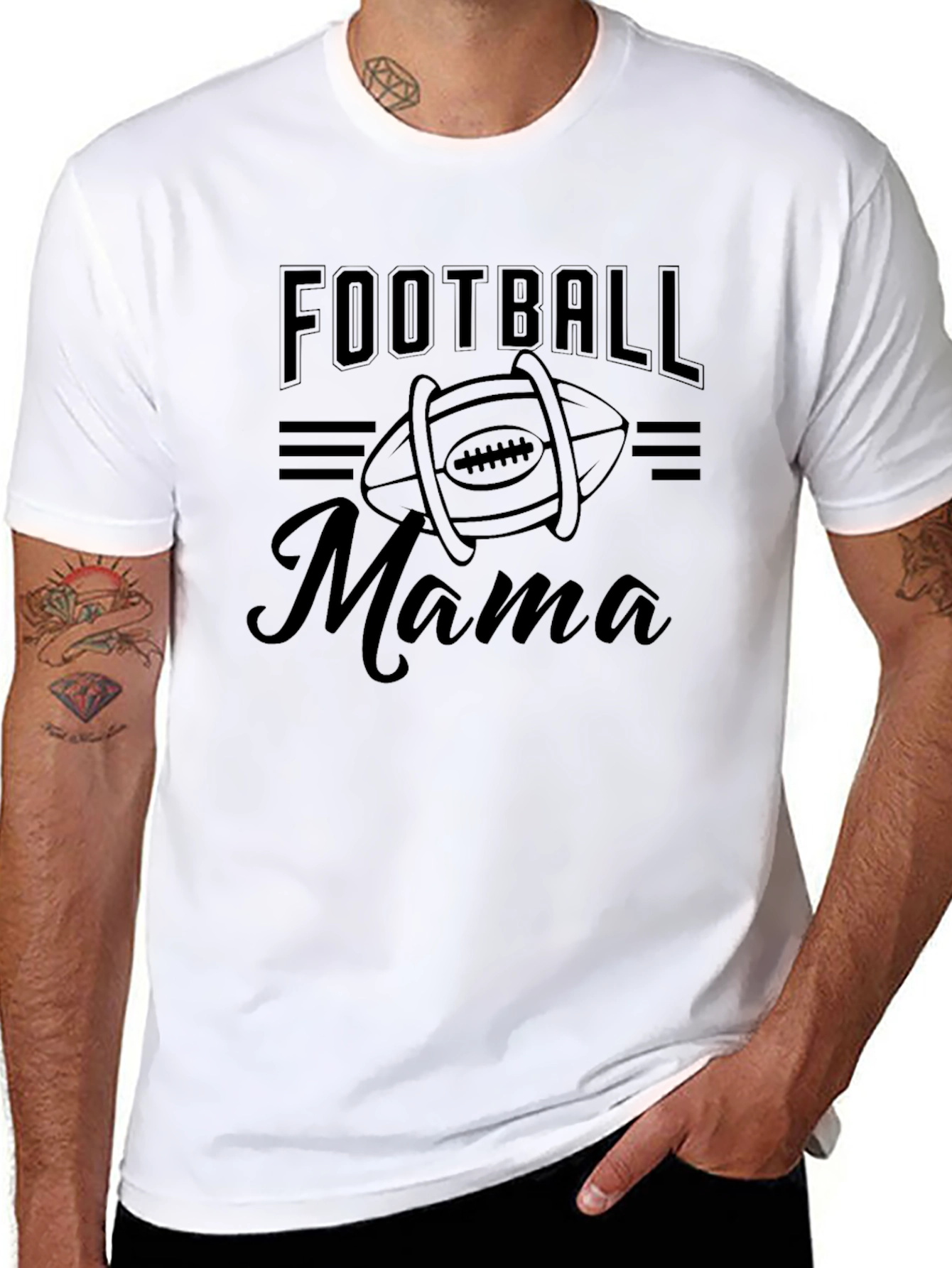 Football Mama Graphic T-Shirt - Black