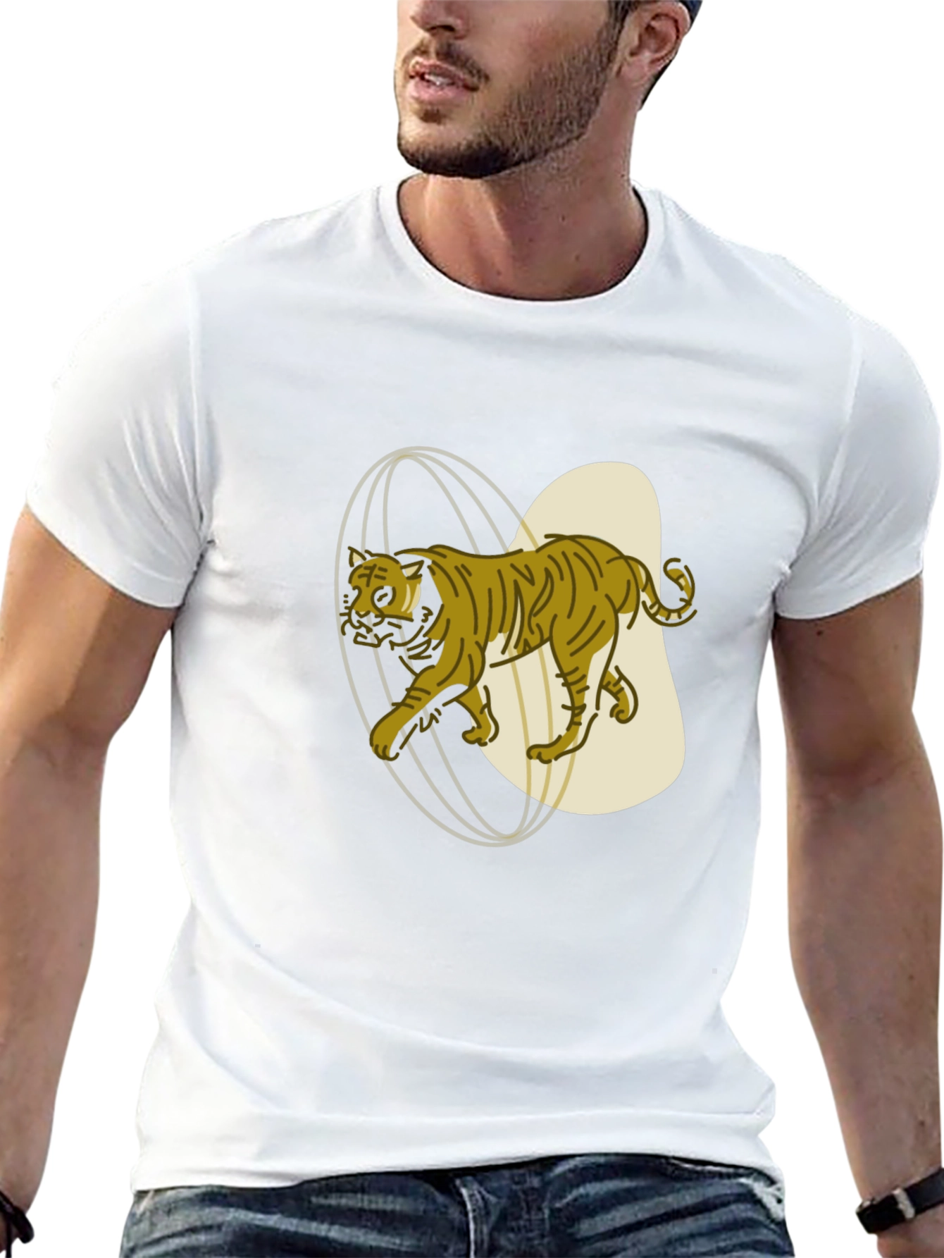 Stylish Tiger Graphic Tee - Black Cotton Blend Shirt