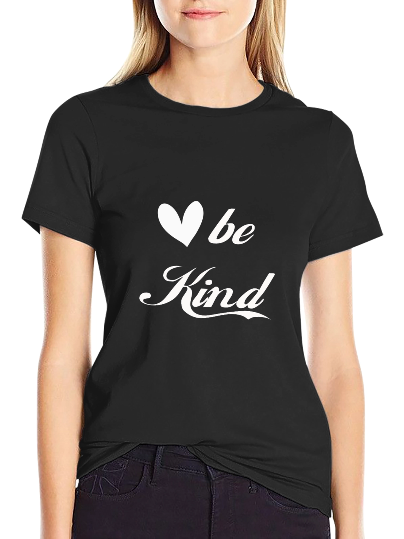 Be Kind Graphic Tee - Heart Design Black Shirt