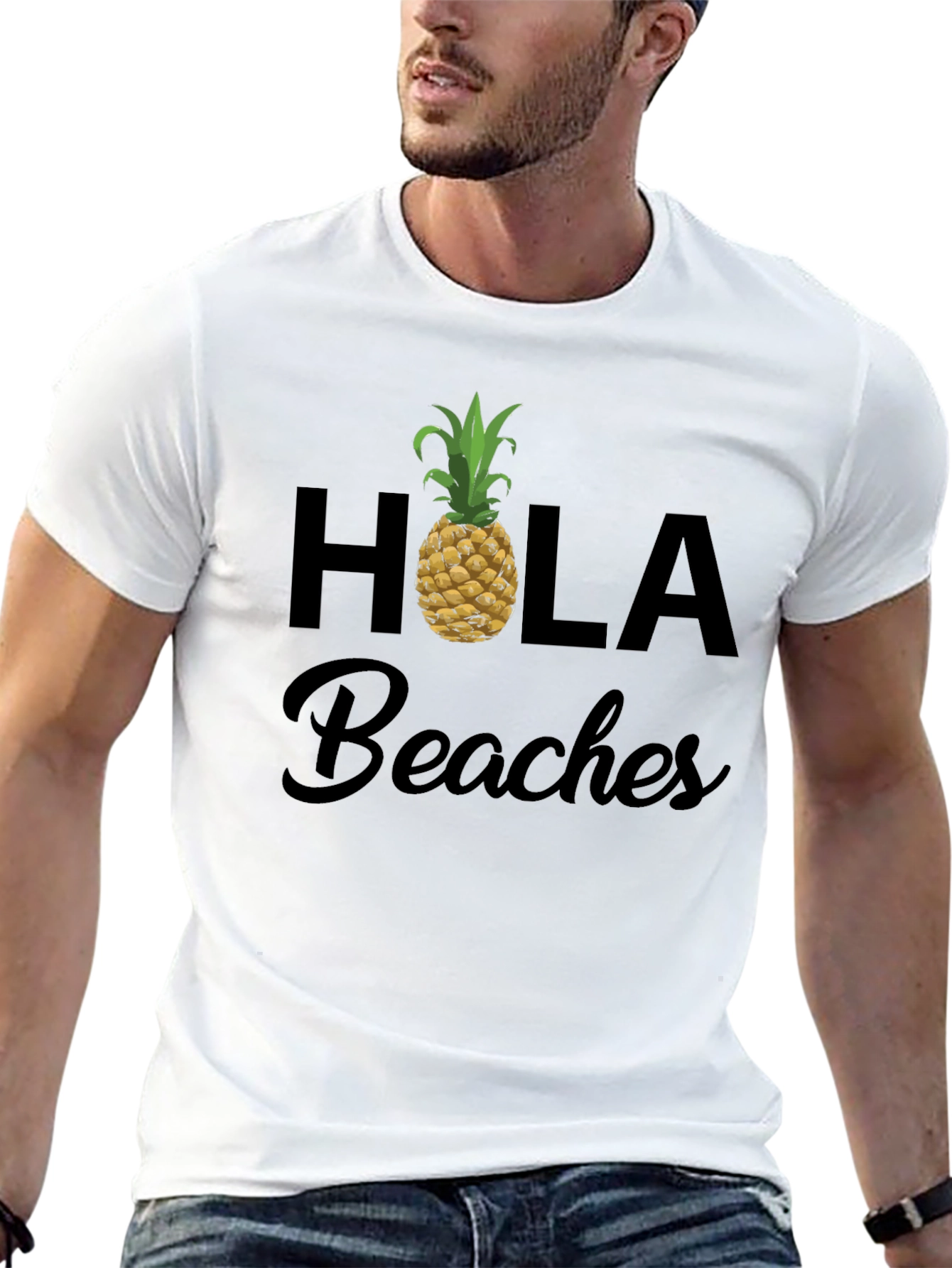 Hola Beaches Pineapple Graphic T-Shirt - Summer Vacation Ready!