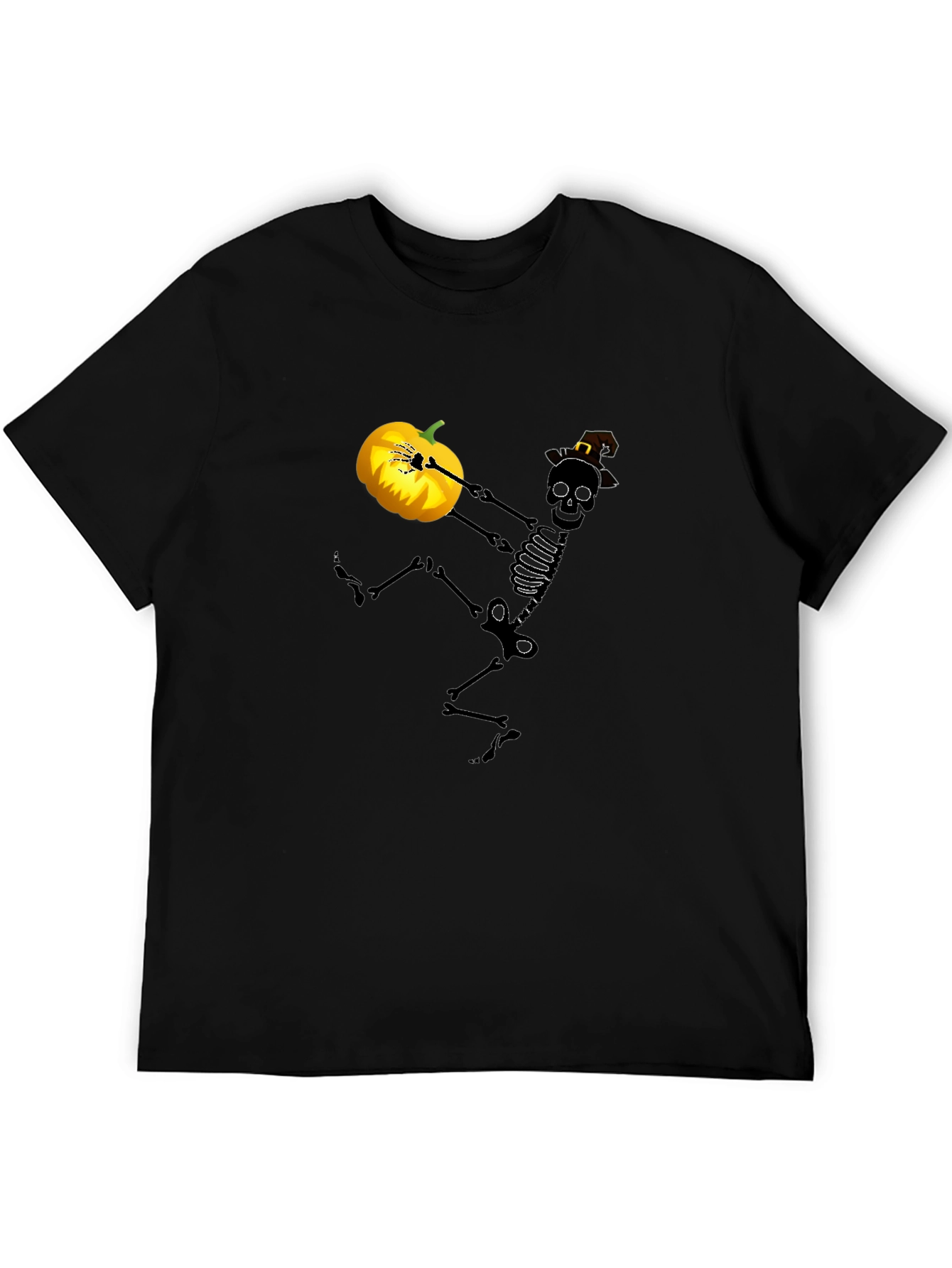 Spooky Skeleton Pumpkin Halloween Graphic Tee