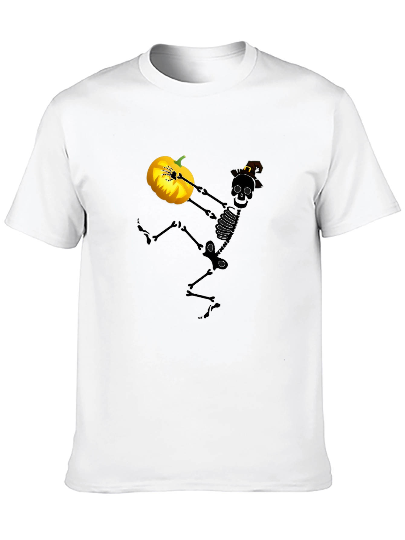 Spooky Skeleton Pumpkin Halloween Graphic Tee