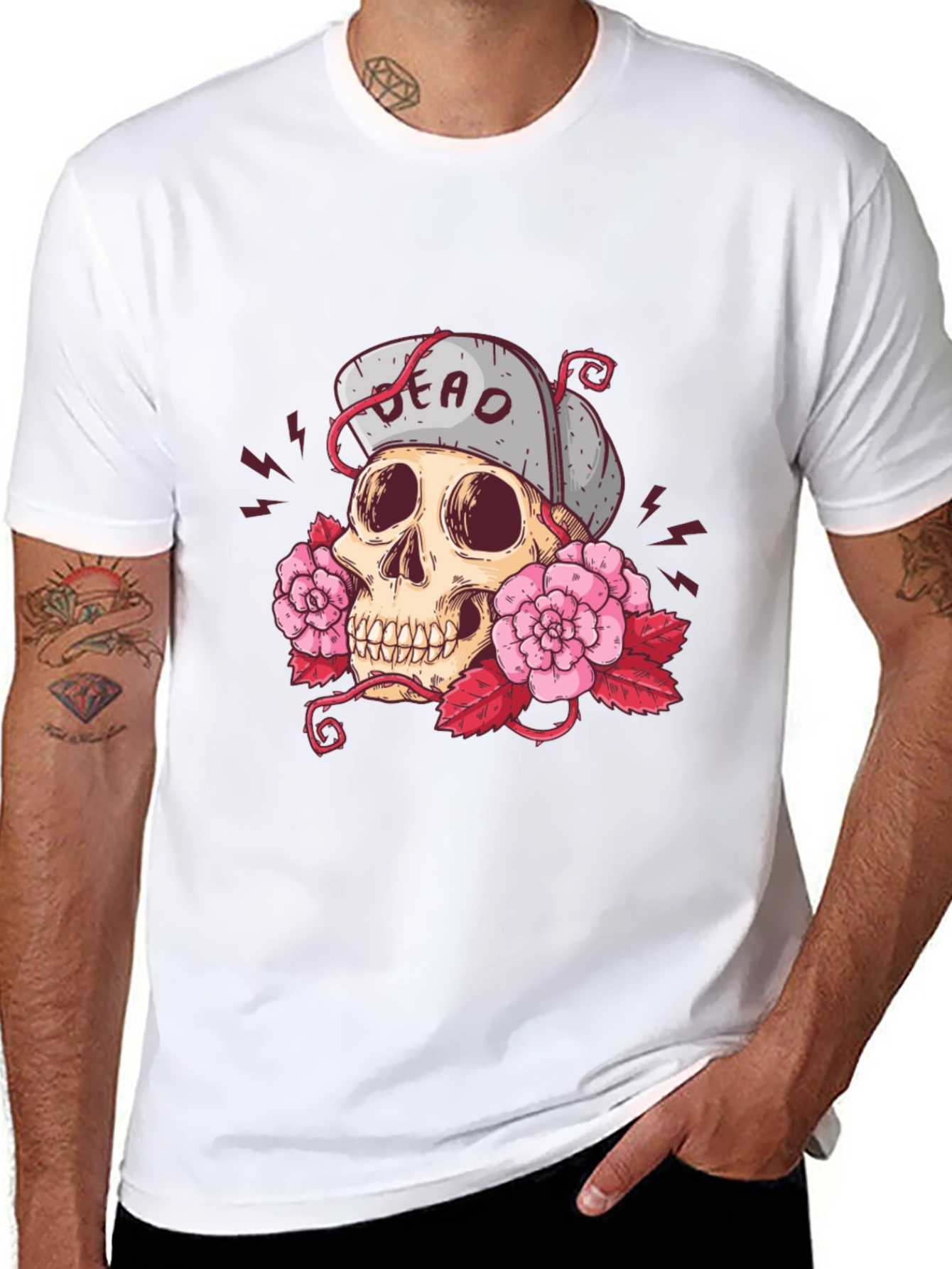 Skull & Roses Graphic Tee - Unisex Black T-Shirt