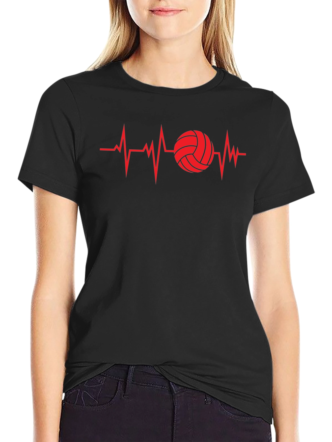 Volleyball Heartbeat Graphic Tee - Sports Fan T-Shirt