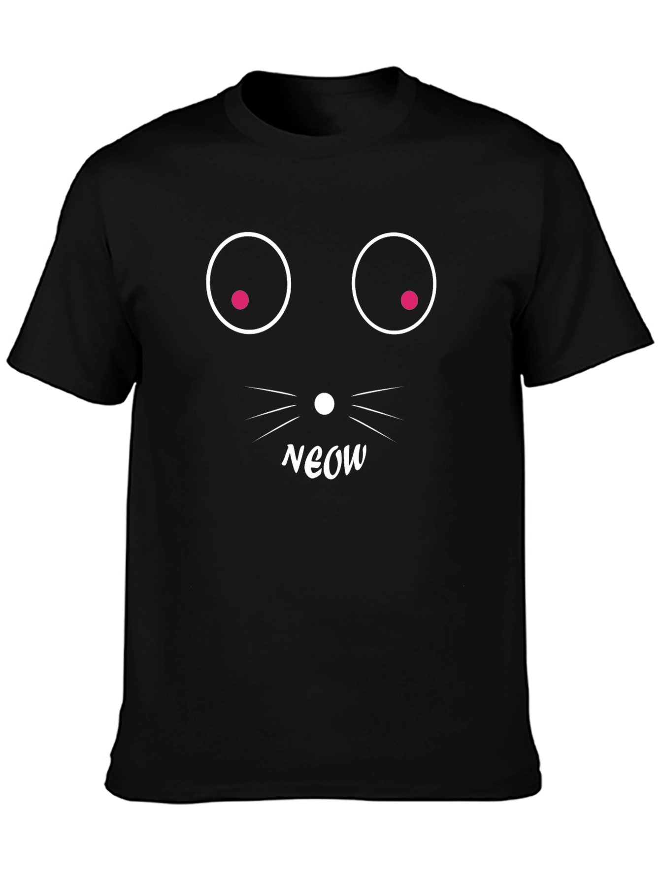 Funny Cat Face Black T-Shirt