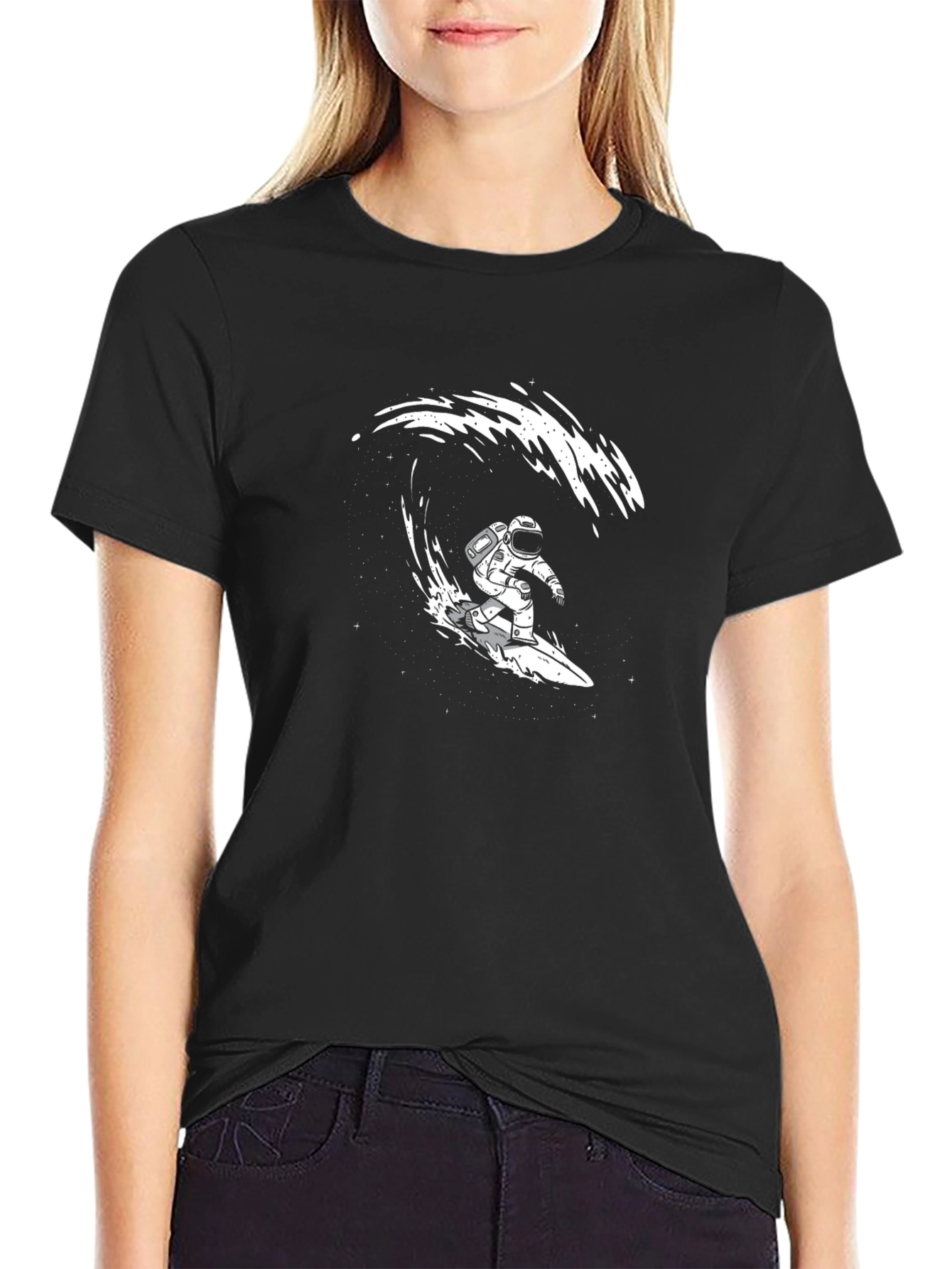 Astronaut Surfing Wave Graphic T-Shirt