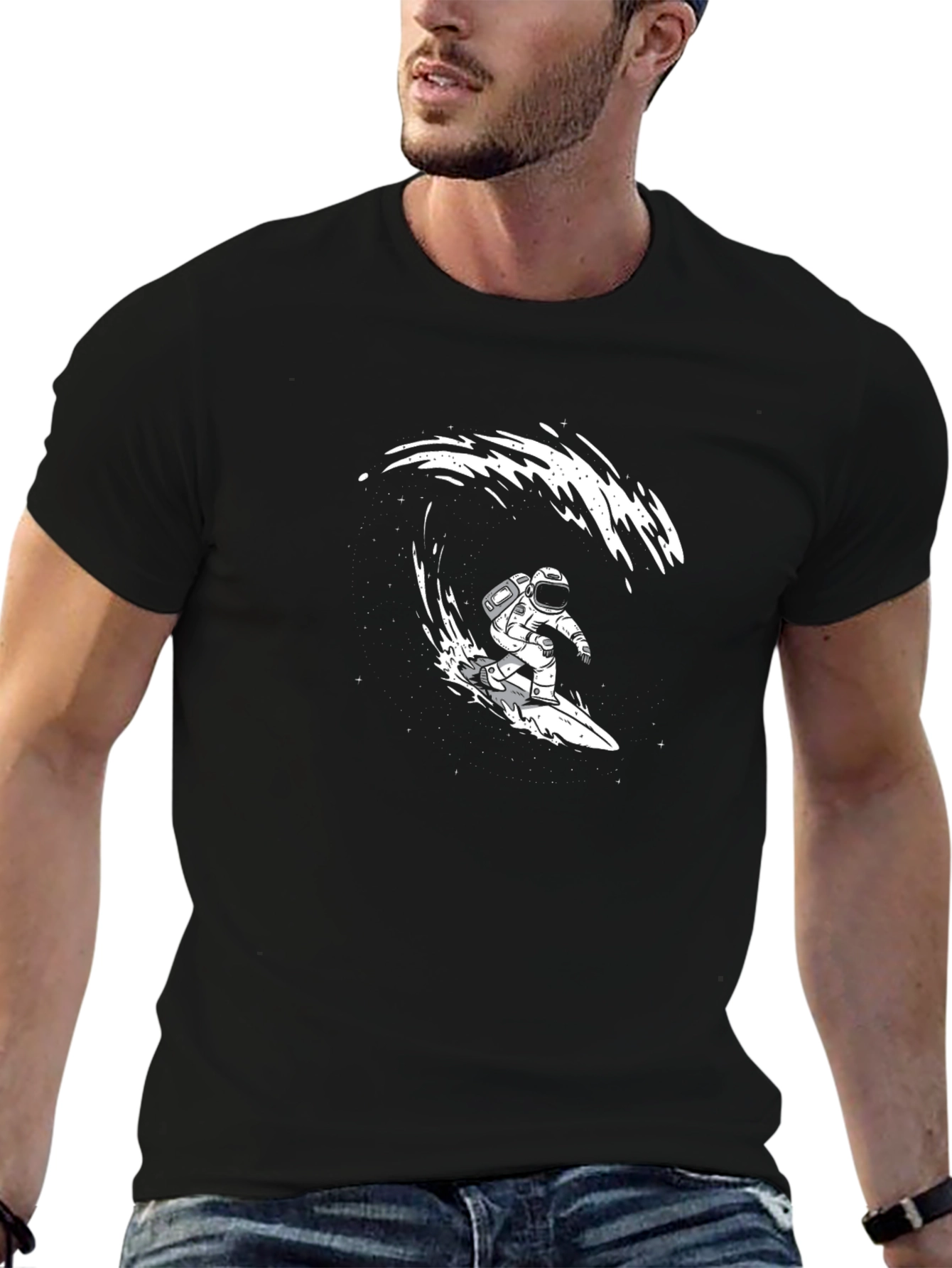 Astronaut Surfing Wave Graphic T-Shirt