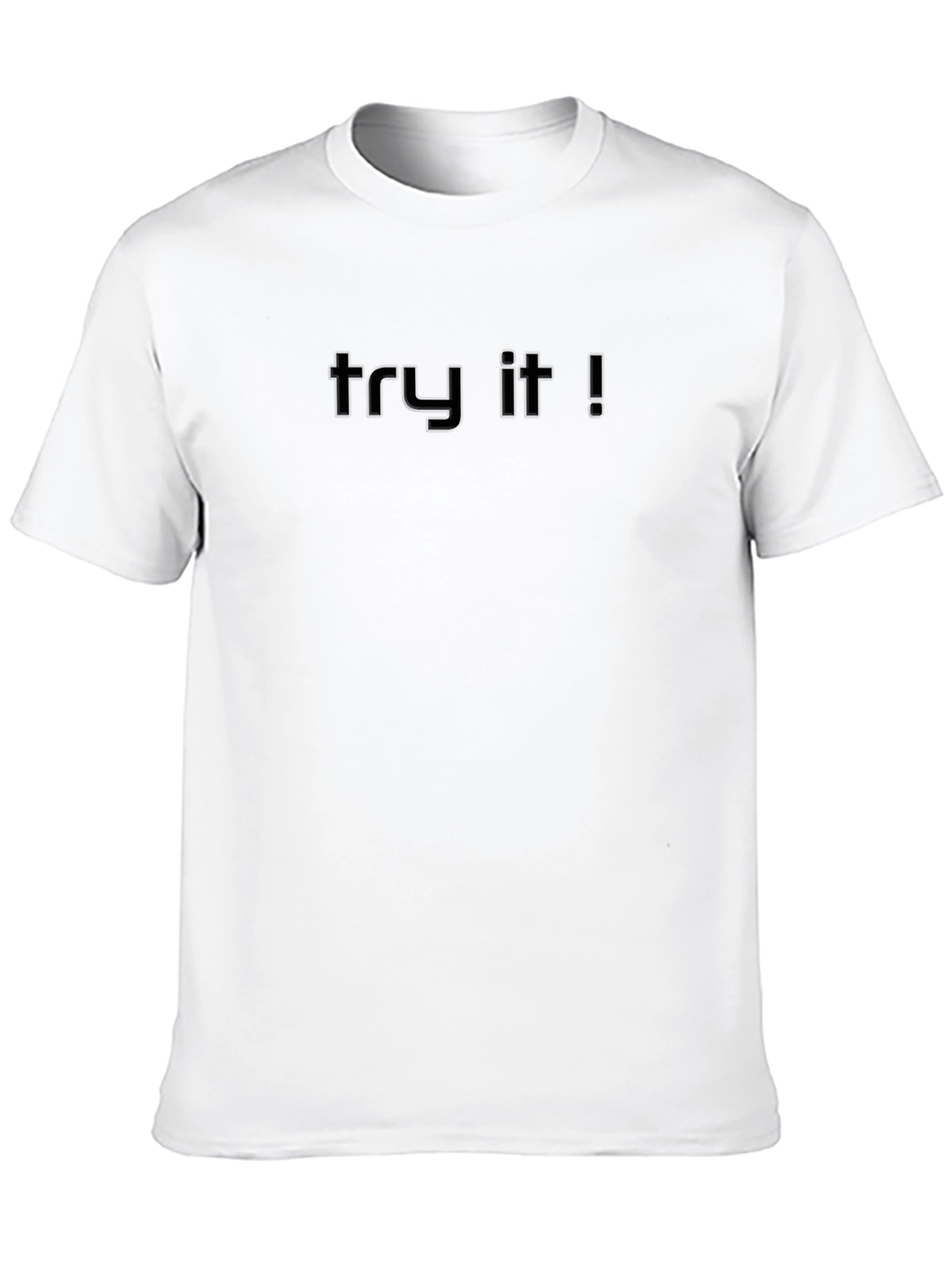 Try It! Black Embossed Graphic Tee - Modern Style